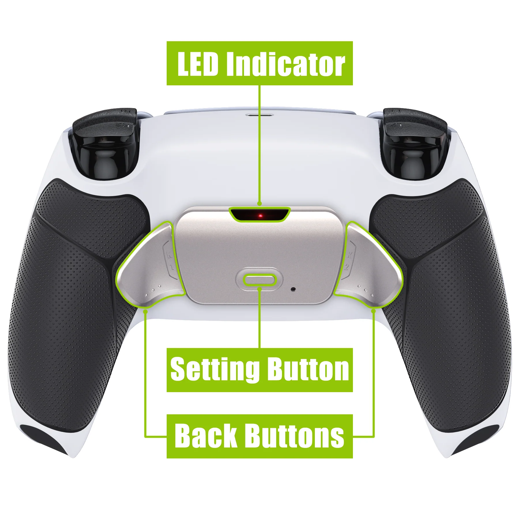 eXtremeRate Silver Real Metal Buttons (RMB) Version RISE 2.0 Remap Kit for PS5 Controller BDM-010/020 - Rubberized Black - Image 4