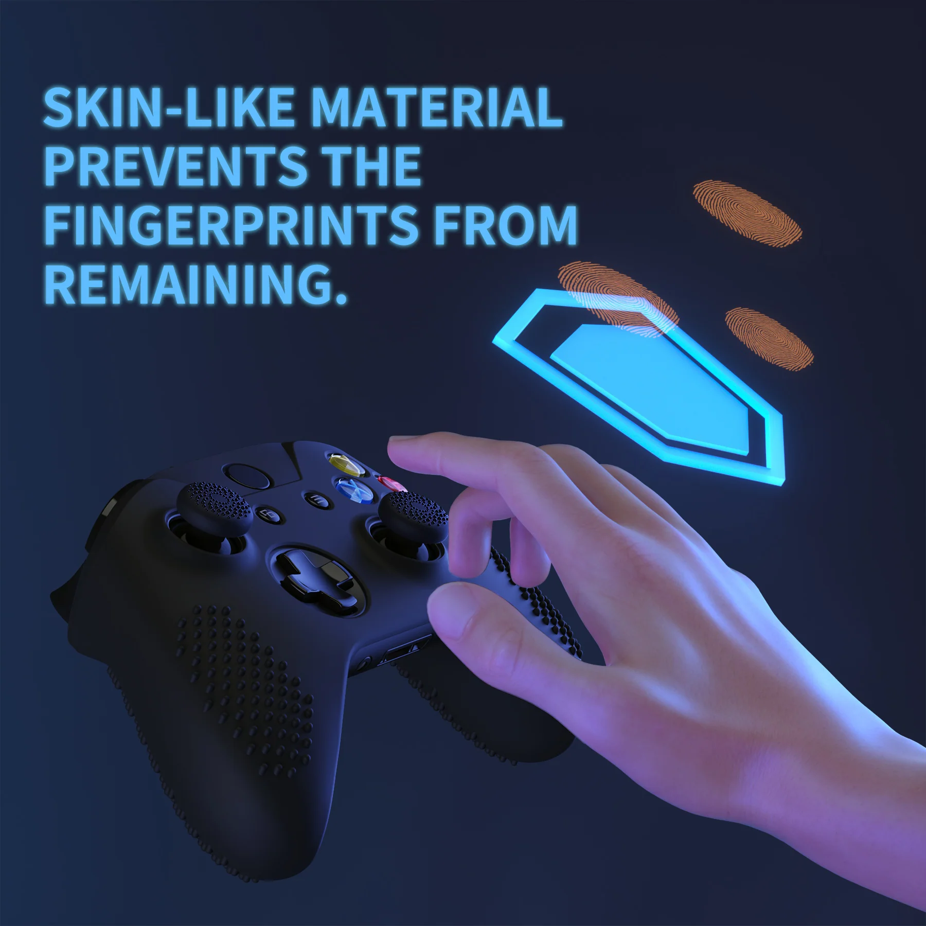 eXtremeRate PlayVital Protective Anti-Slip Silicone Case with Thumb Grips Caps for Xbox One X & S Controller - Black - Image 5