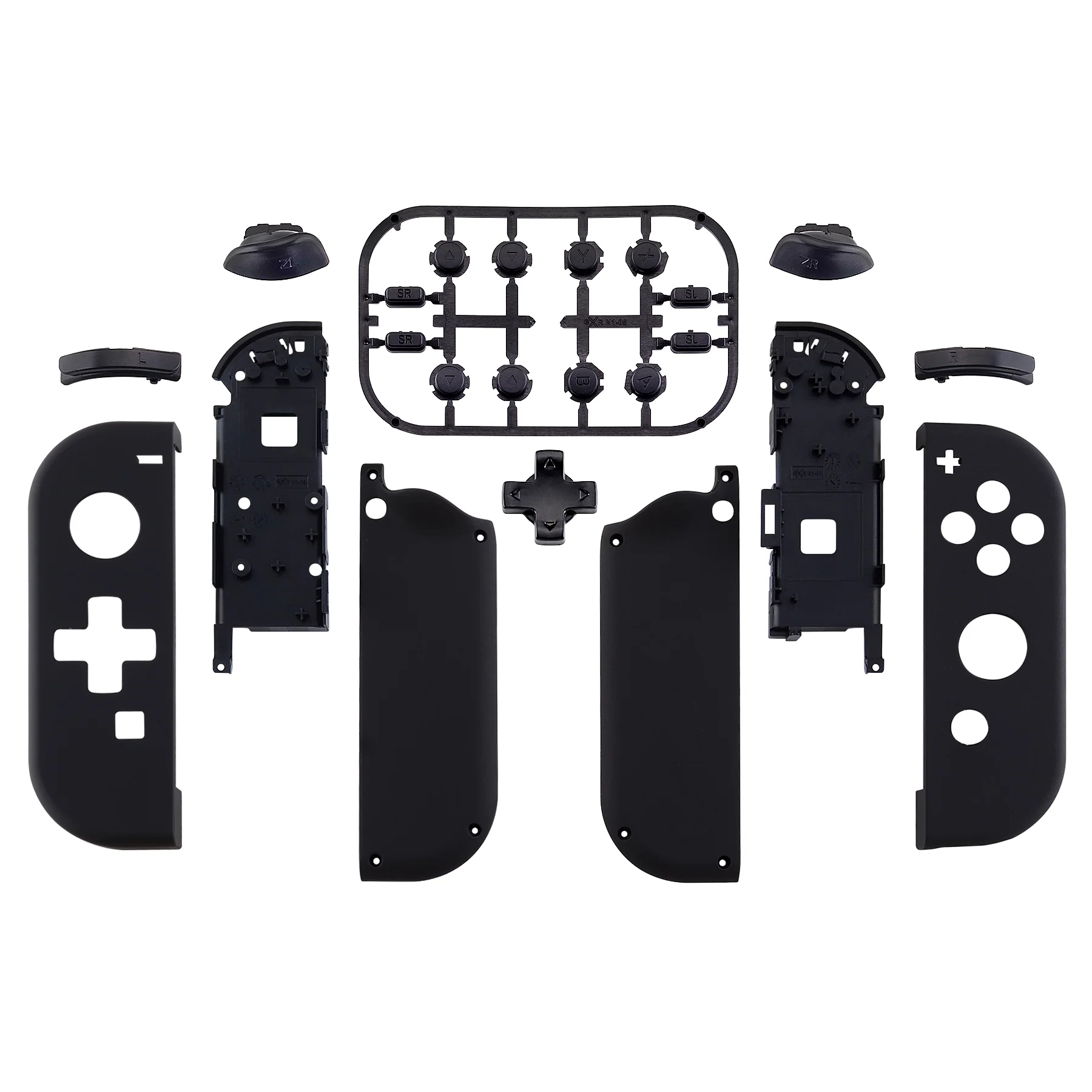 eXtremeRate Dpad Version Replacement Full Set Shell Case with Buttons for Joycon of NS Switch - Black - Image 2