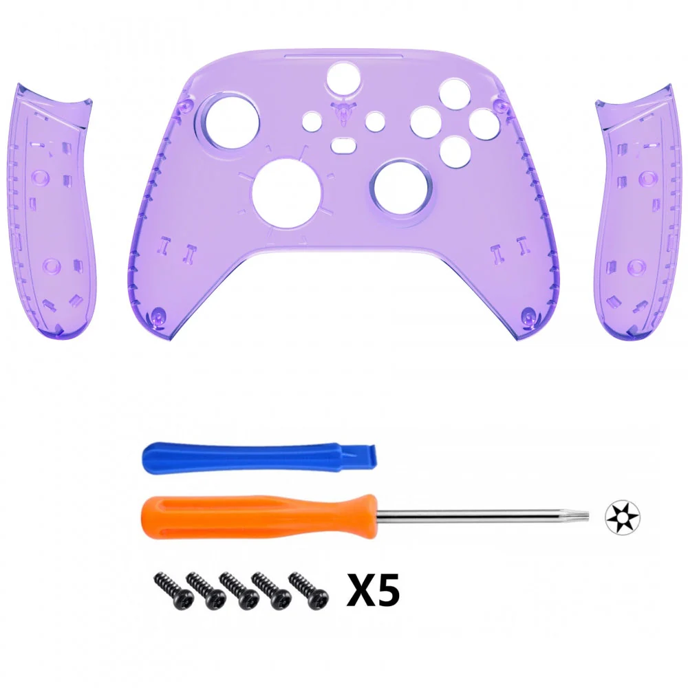 eXtremeRate Replacement Front Housing Shells with Side Rails Panels for Xbox Series X & S Controller - Clear Atomic Purple - Image 2