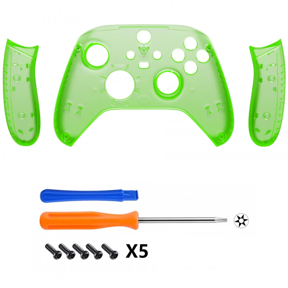 eXtremeRate Replacement Front Housing Shells with Side Rails Panels for Xbox Series X & S Controller - Clear Green - Image 2