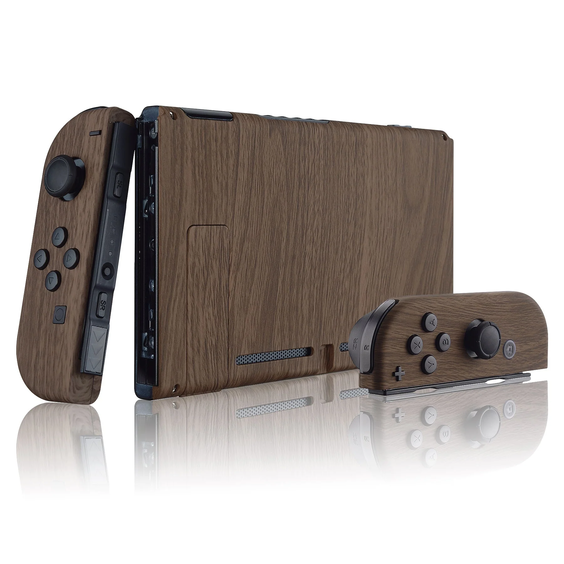 eXtremeRate Replacement Full Set Shells with Buttons for Nintendo Switch - Wood Grain - Image 3