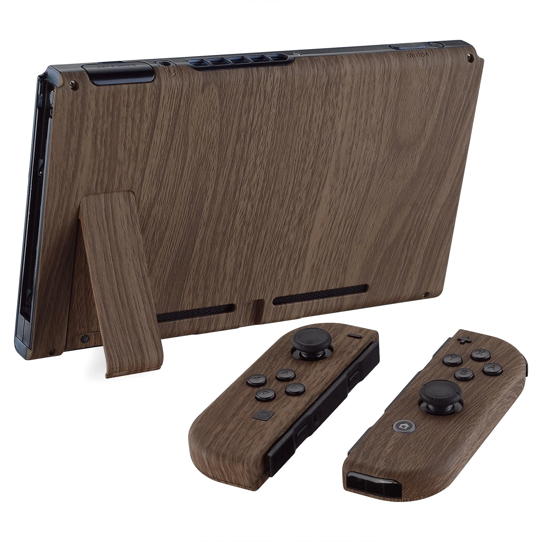 eXtremeRate Replacement Full Set Shells with Buttons for Nintendo Switch - Wood Grain - Image 4