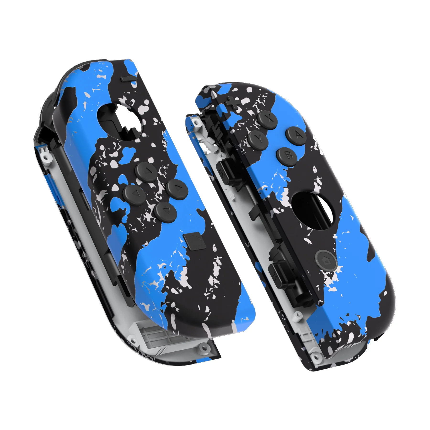 eXtremeRate Replacement Full Set Shell Case with Buttons for Joycon of NS Switch - Blue Coating Splash Patterned - Image 11