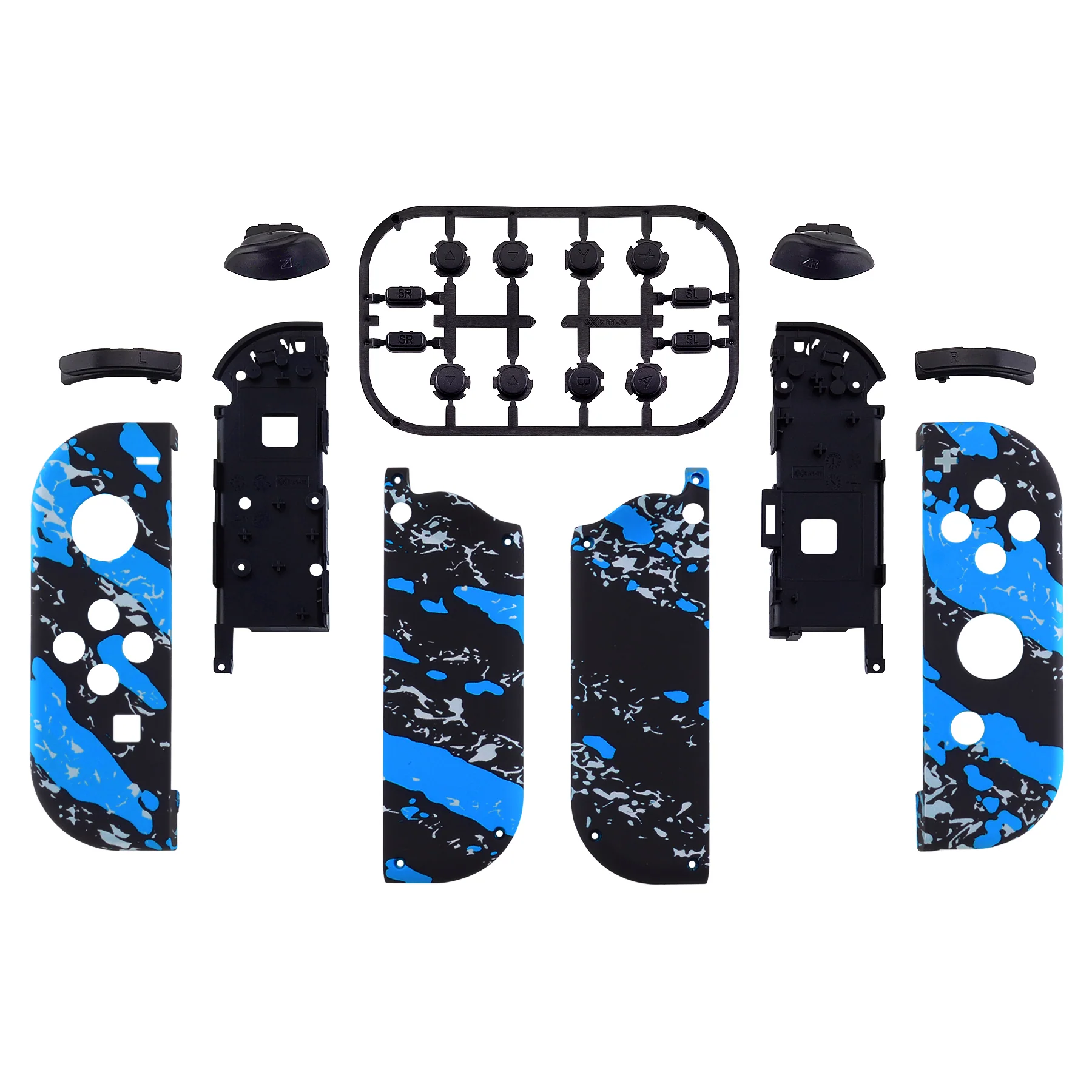 eXtremeRate Replacement Full Set Shell Case with Buttons for Joycon of NS Switch - Blue Coating Splash Patterned - Image 2
