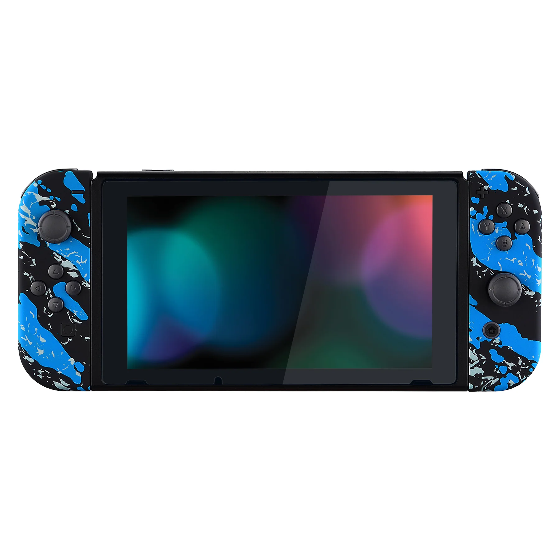 eXtremeRate Replacement Full Set Shell Case with Buttons for Joycon of NS Switch - Blue Coating Splash Patterned - Image 4