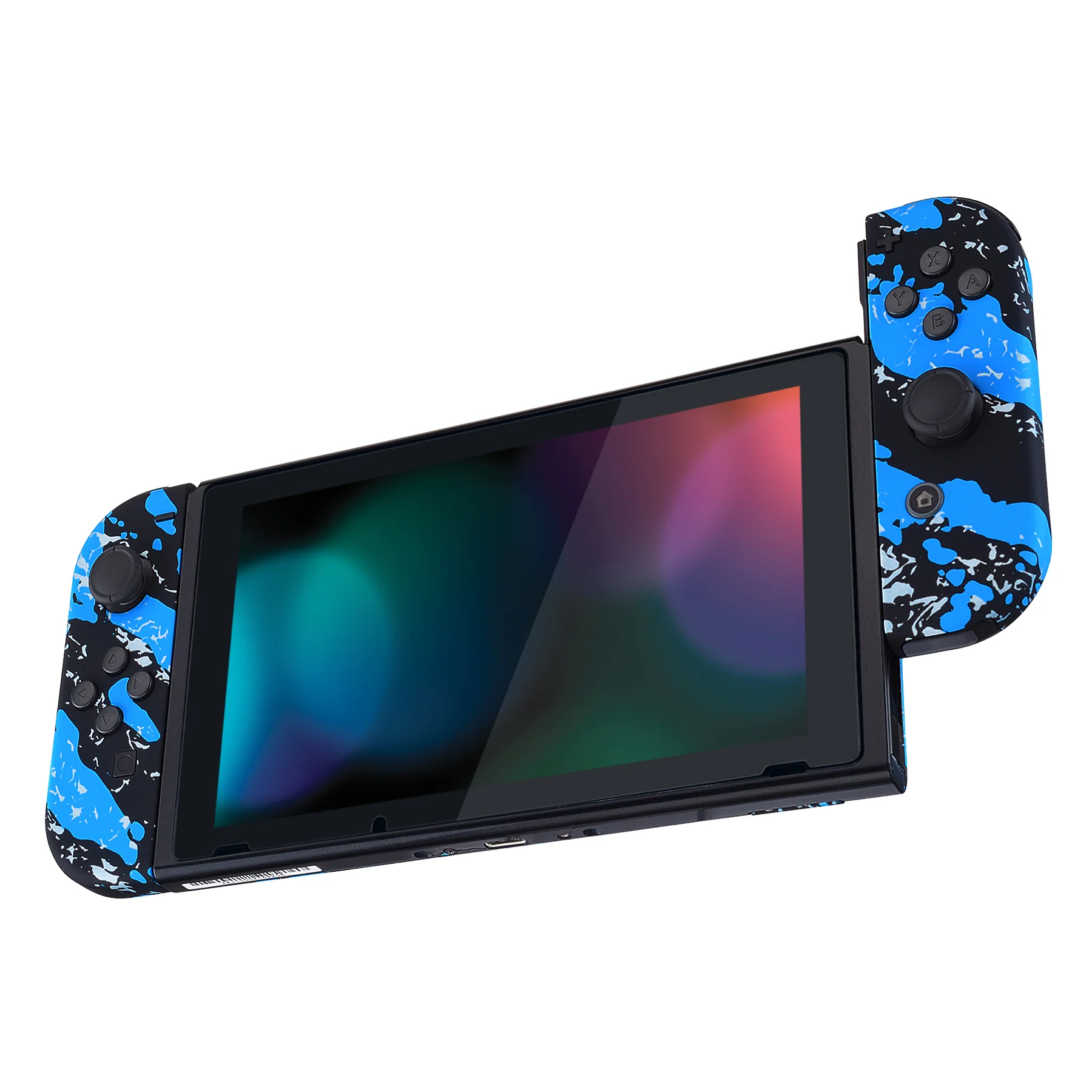 eXtremeRate Replacement Full Set Shell Case with Buttons for Joycon of NS Switch - Blue Coating Splash Patterned - Image 5