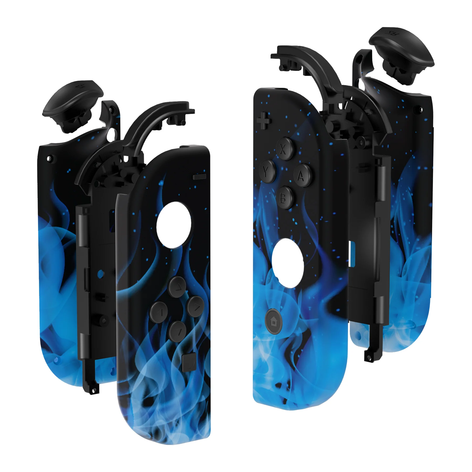 eXtremeRate Replacement Full Set Shell Case with Buttons for Joycon of NS Switch - Blue Flame - Image 10