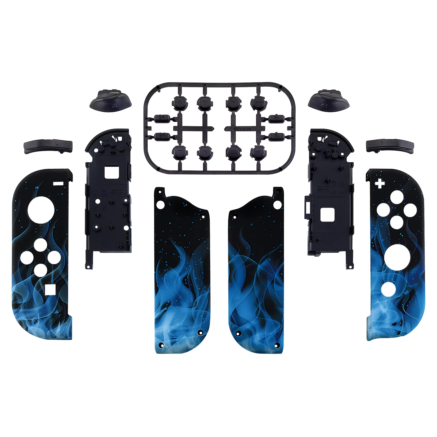 eXtremeRate Replacement Full Set Shell Case with Buttons for Joycon of NS Switch - Blue Flame - Image 2