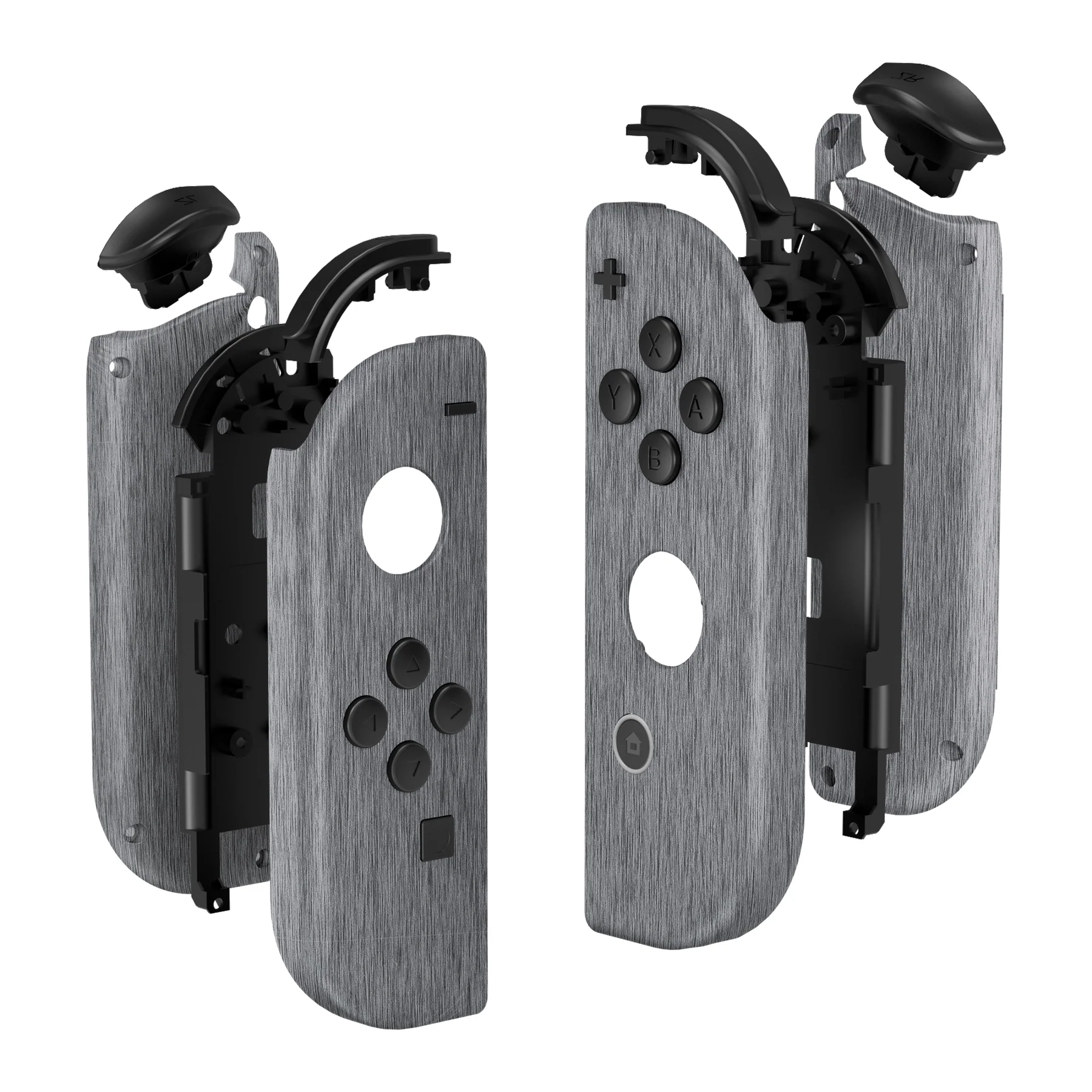 eXtremeRate Replacement Full Set Shell Case with Buttons for Joycon of NS Switch - Brushed Silver Patterned - Image 10