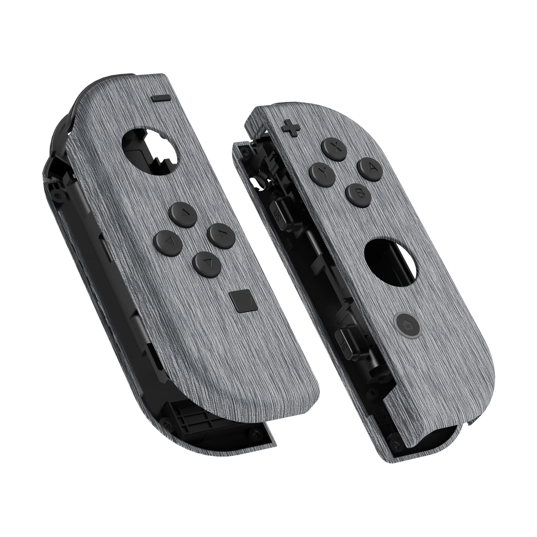 eXtremeRate Replacement Full Set Shell Case with Buttons for Joycon of NS Switch - Brushed Silver Patterned - Image 11