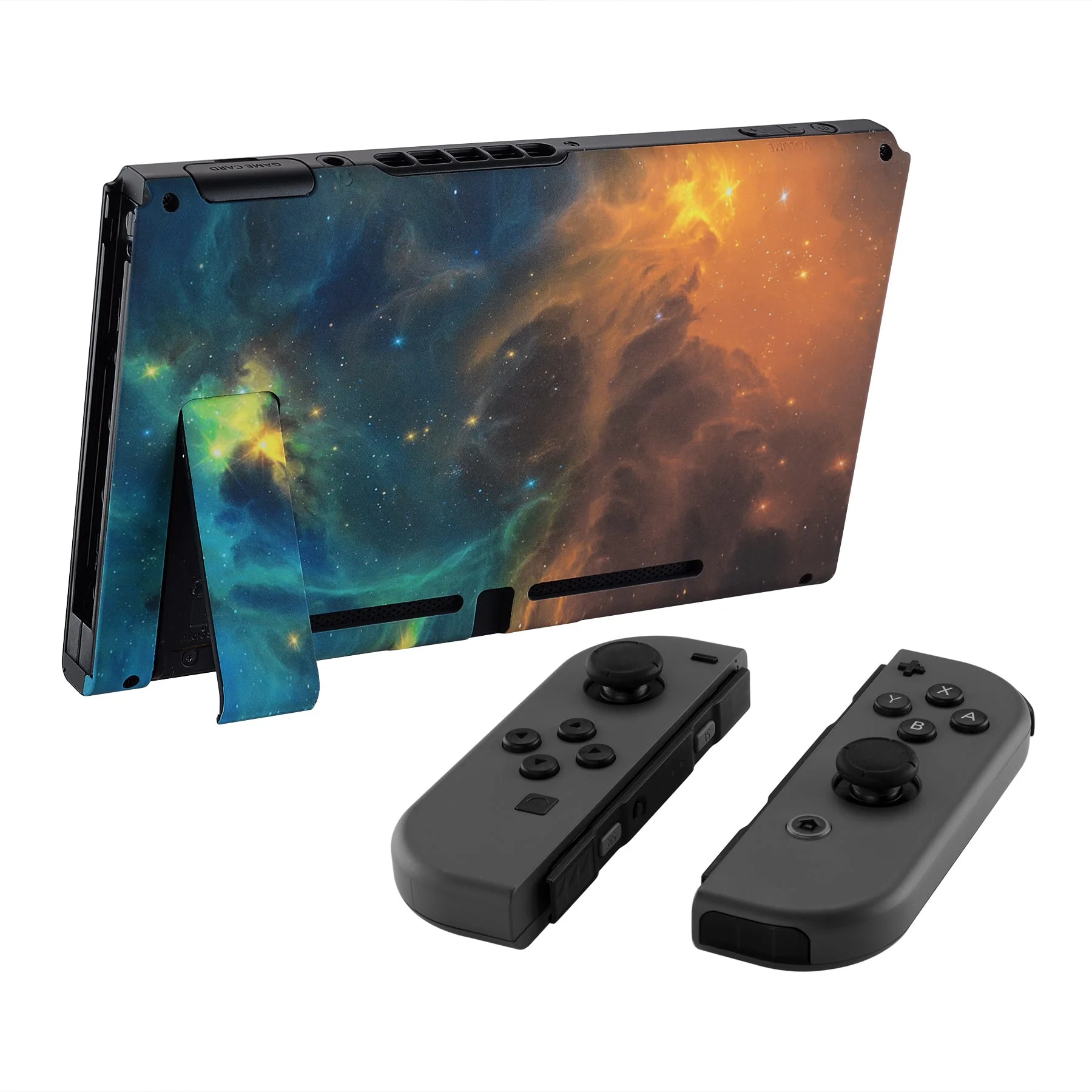 eXtremeRate Replacement Back Plate with Kickstand for Nintendo Switch Console - Gold Star Universe - Image 4