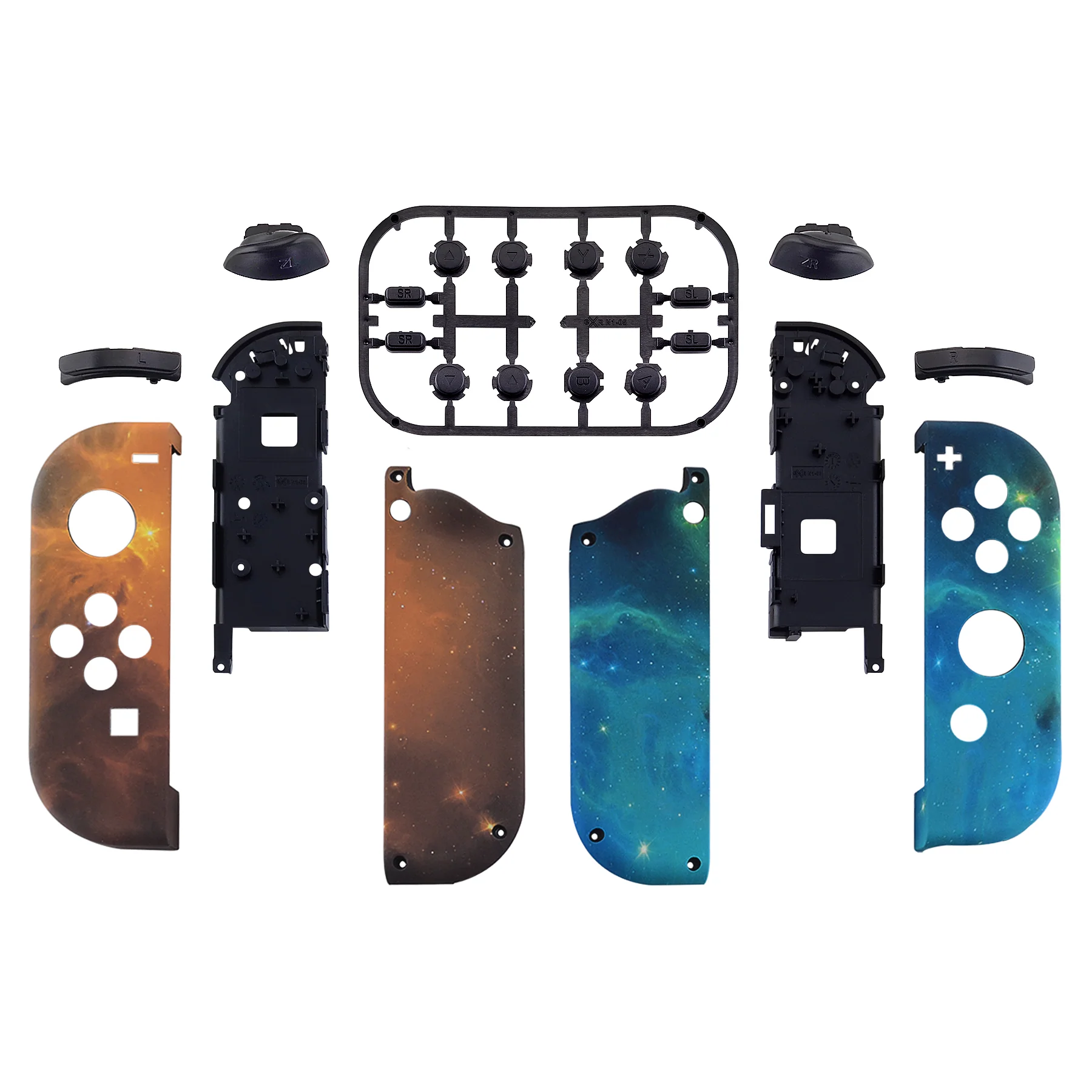 eXtremeRate Replacement Full Set Shell Case with Buttons for Joycon of NS Switch - Gold Star Universe - Image 2