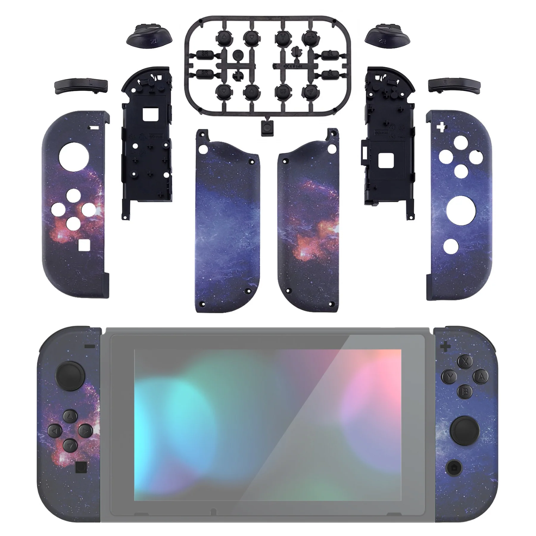 eXtremeRate Replacement Full Set Shell Case with Buttons for Joycon of NS Switch - Nubula Galaxy - Image 3