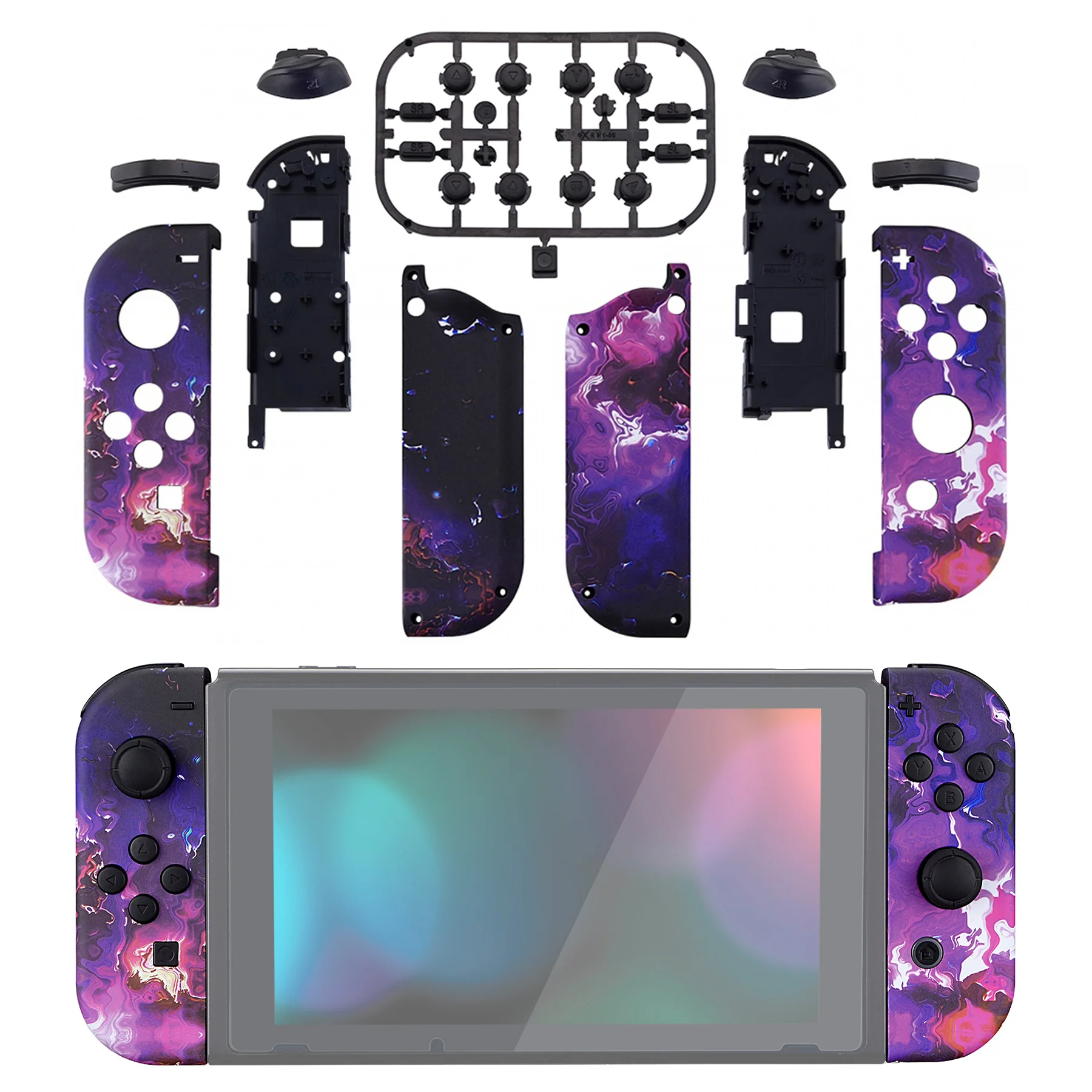 eXtremeRate Replacement Full Set Shell Case with Buttons for Joycon of NS Switch - Surreal Lava - Image 3