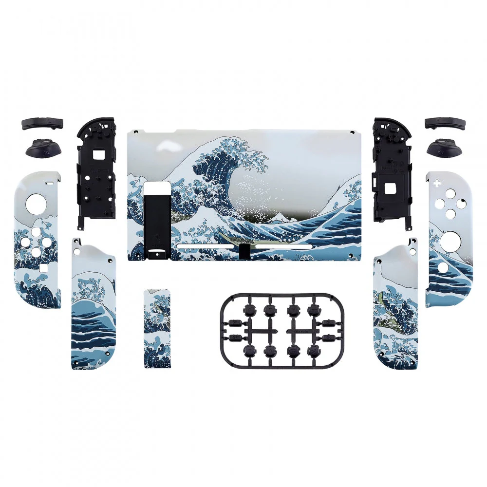 eXtremeRate Replacement Full Set Shells with Buttons for Nintendo Switch - The Great Wave - Image 2