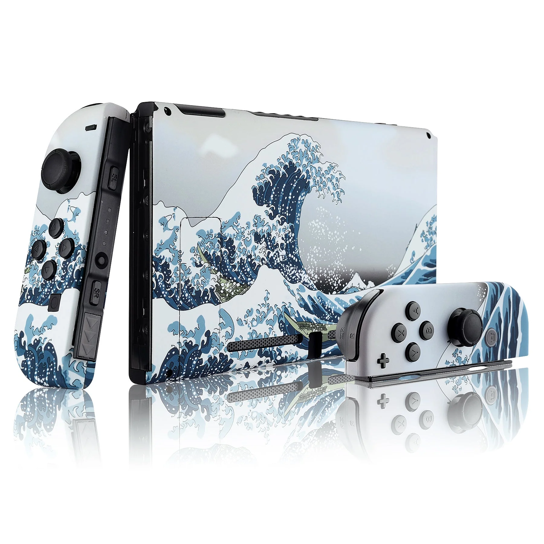 eXtremeRate Replacement Full Set Shells with Buttons for Nintendo Switch - The Great Wave - Image 3