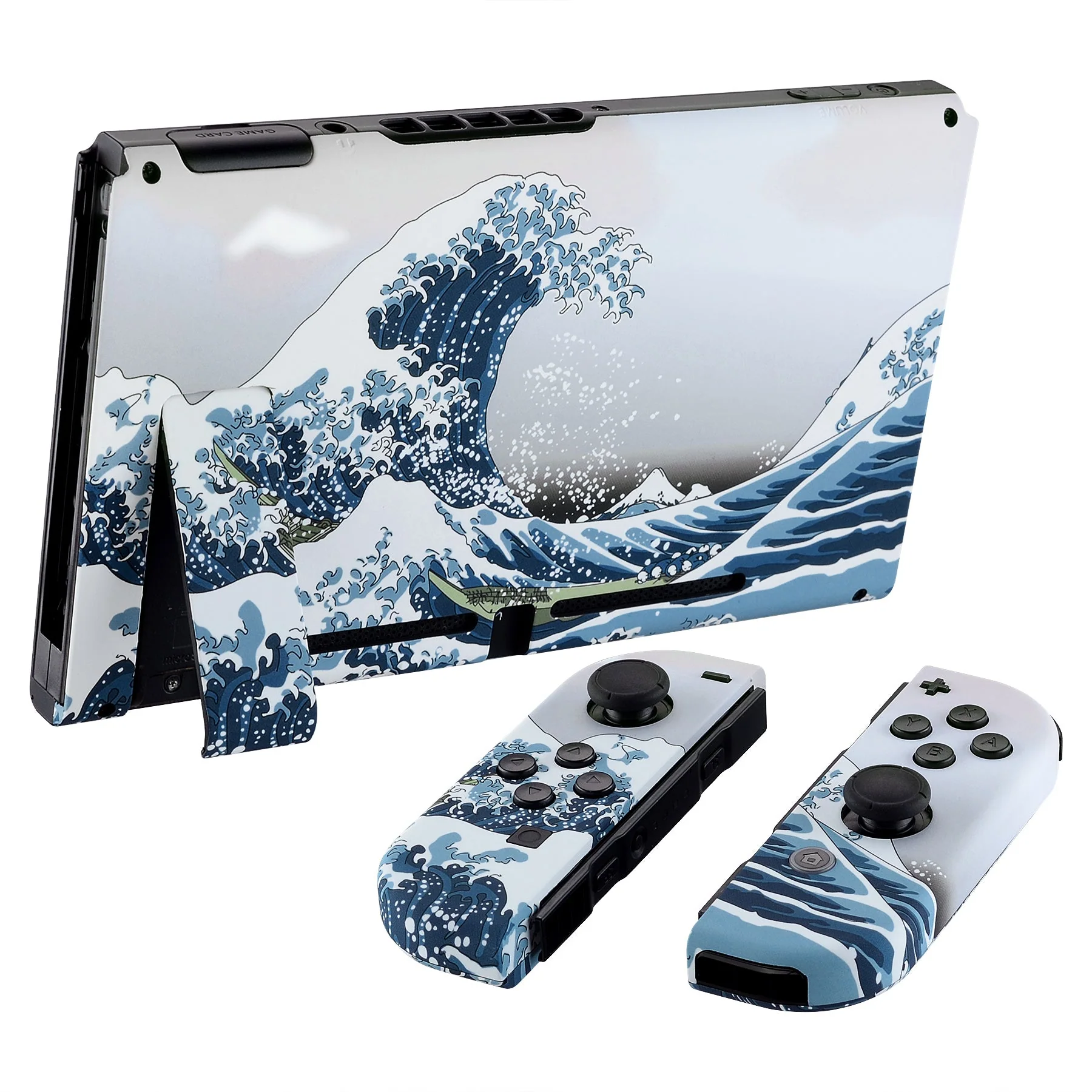 eXtremeRate Replacement Full Set Shells with Buttons for Nintendo Switch - The Great Wave - Image 4