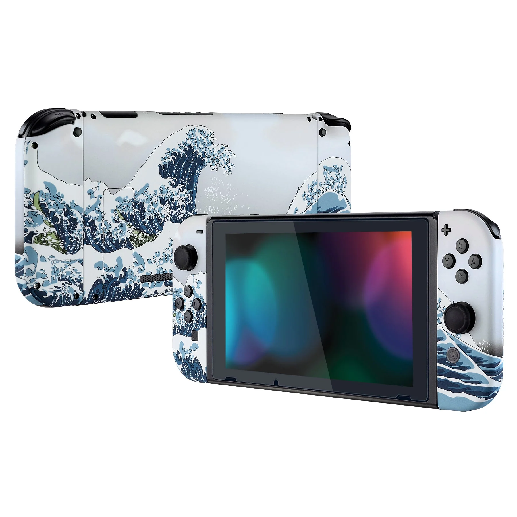 eXtremeRate Replacement Full Set Shells with Buttons for Nintendo Switch - The Great Wave - Image 5