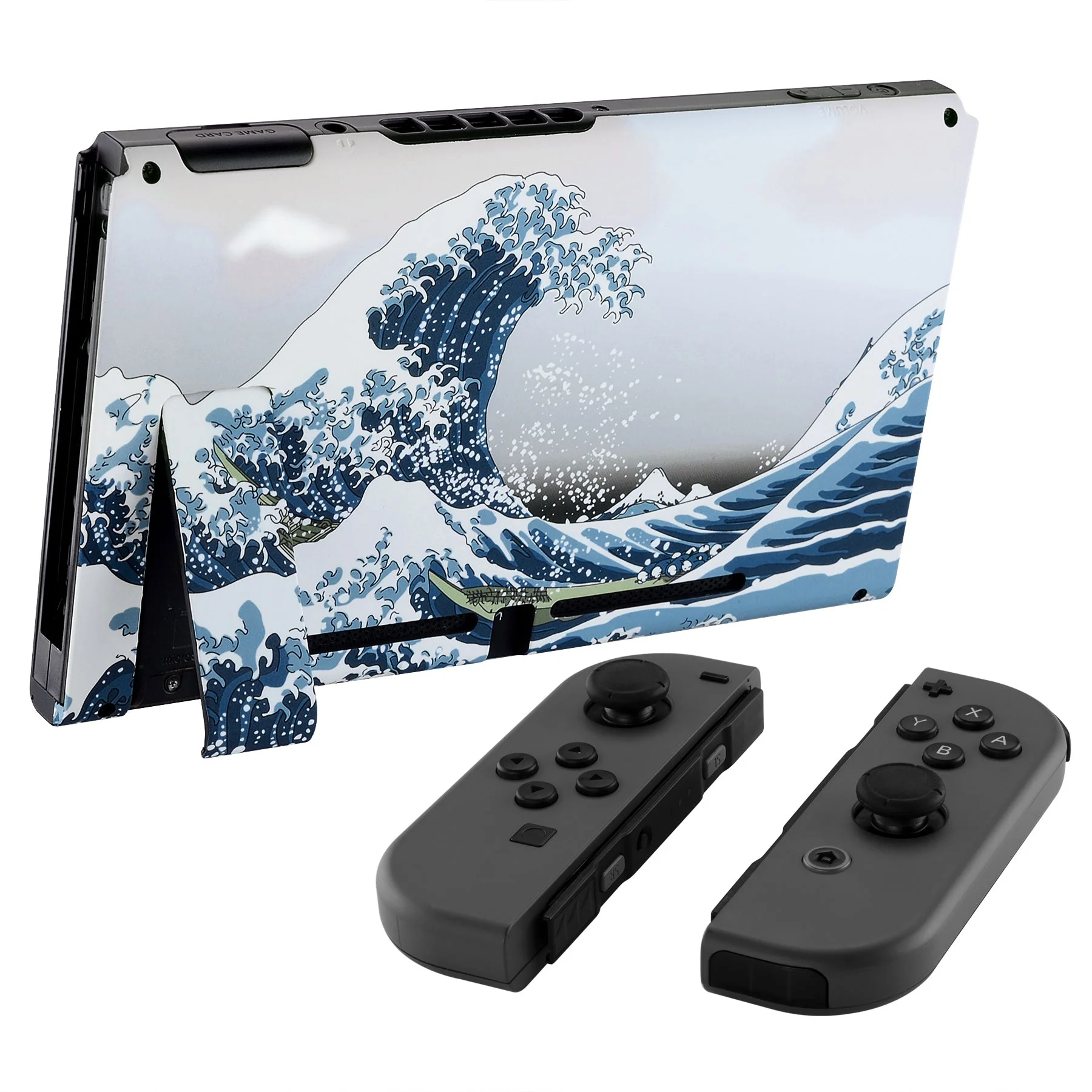 eXtremeRate Replacement Back Plate with Kickstand for Nintendo Switch Console - The Great Wave - Image 4