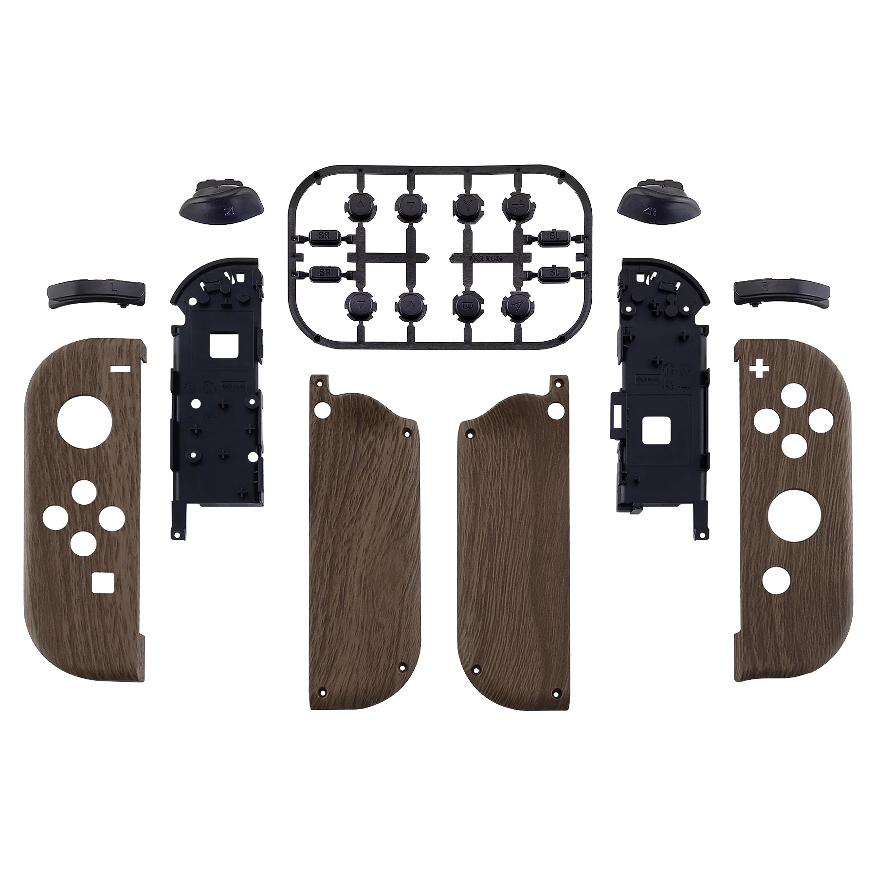 eXtremeRate Replacement Full Set Shell Case with Buttons for Joycon of NS Switch - Wood Grain - Image 2