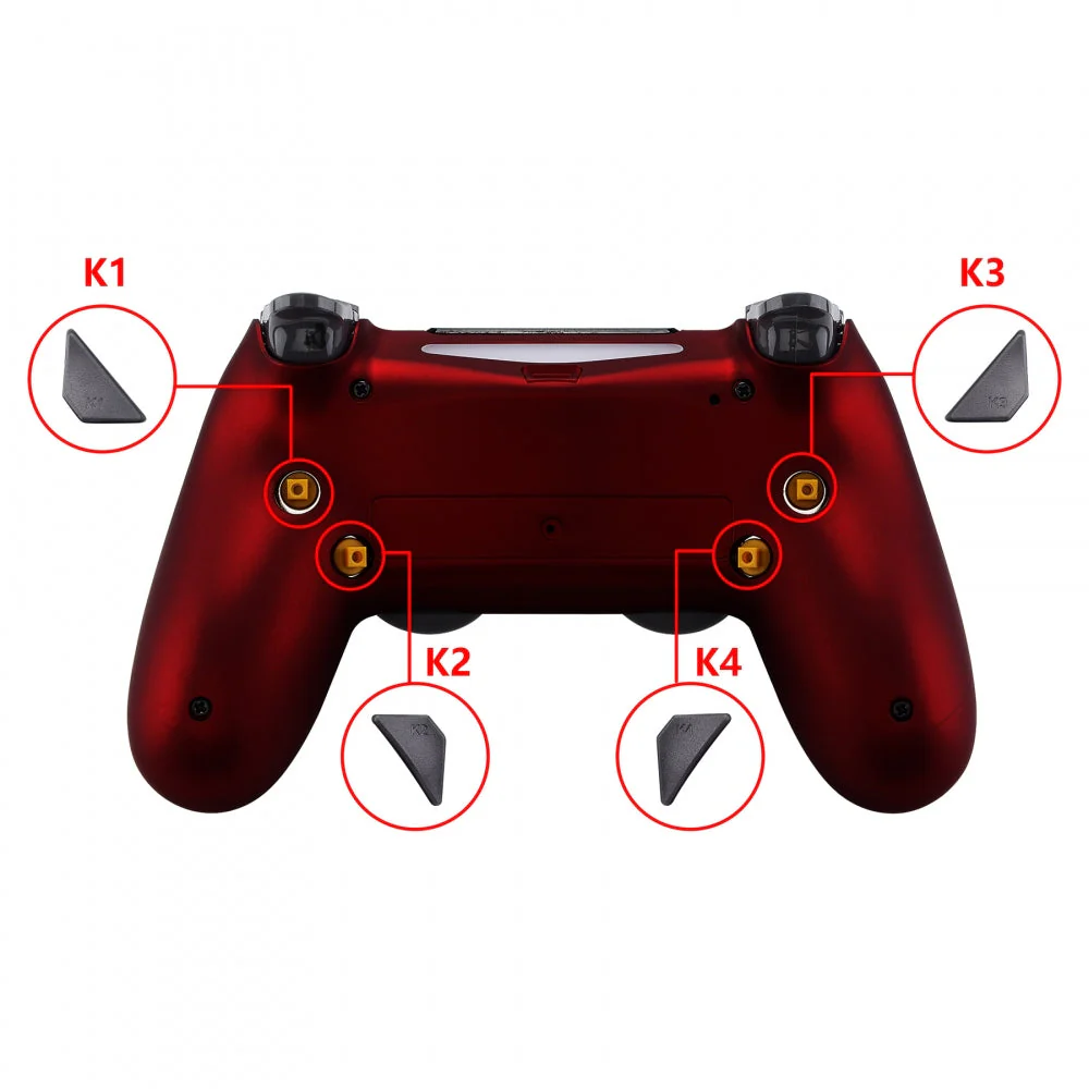eXtremeRate Dawn Remappable Remap Kit with Redesigned Back Shell & 4 Back Buttons for PS4 Controller JDM 040/050/055 - Scarlet Red - Image 6