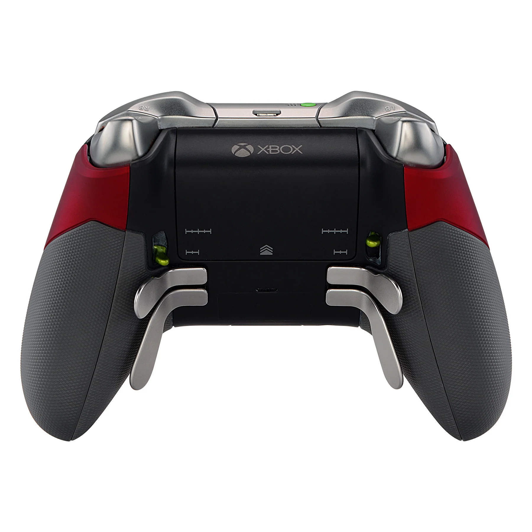 eXtremeRate Replacement Rubberized Rear Handle Grips Back Panels for Xbox One Elite Controller (Model 1698) - Scarlet Red - Image 2