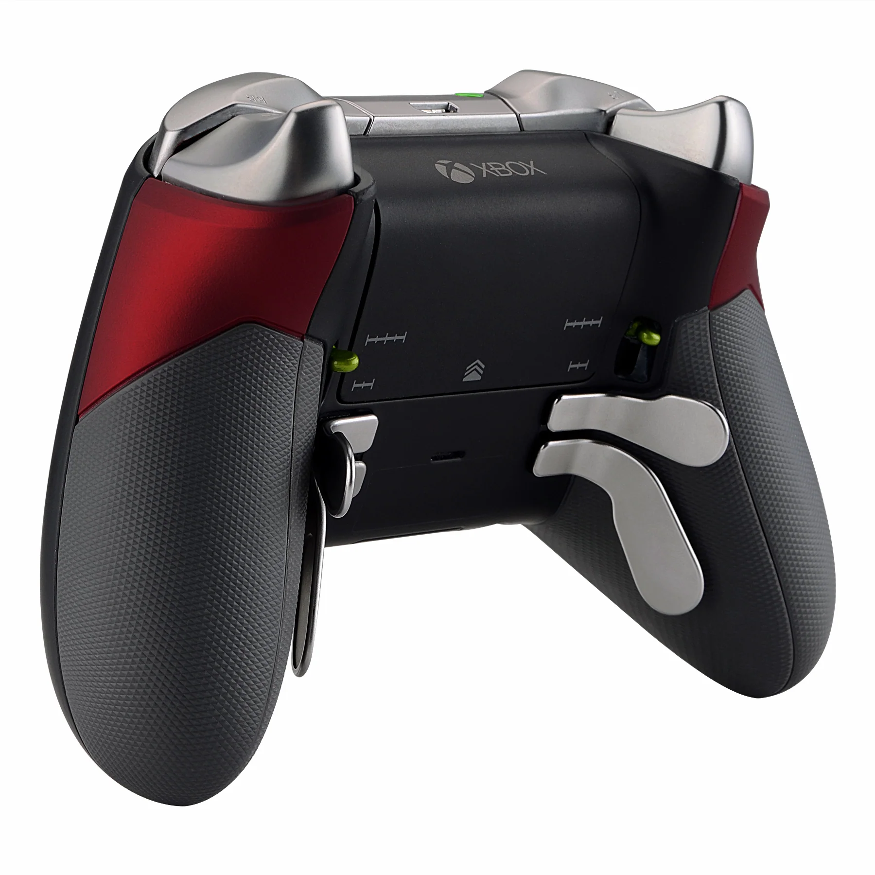 eXtremeRate Replacement Rubberized Rear Handle Grips Back Panels for Xbox One Elite Controller (Model 1698) - Scarlet Red - Image 4
