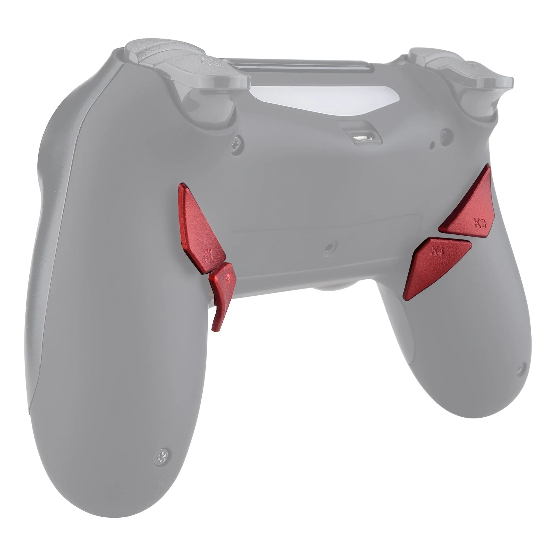 eXtremeRate Replacement Ergonomic Back Buttons K1 K2 K3 K4 Paddles for PS4 Controller Dawn Remap Kit - Scarlet Red - Image 6