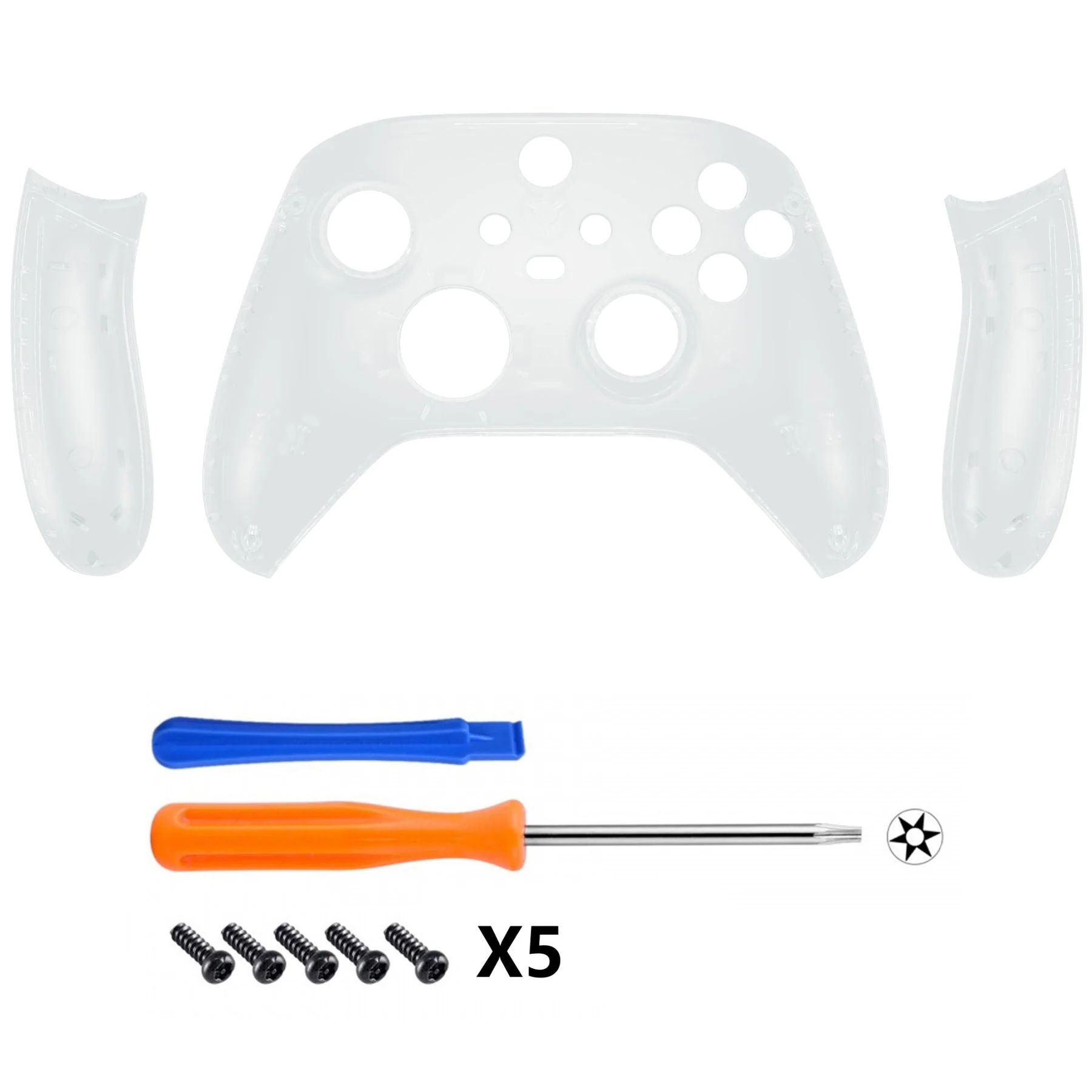 eXtremeRate Replacement Front Housing Shells with Side Rails Panels for Xbox Series X & S Controller - Transparent Clear - Image 2