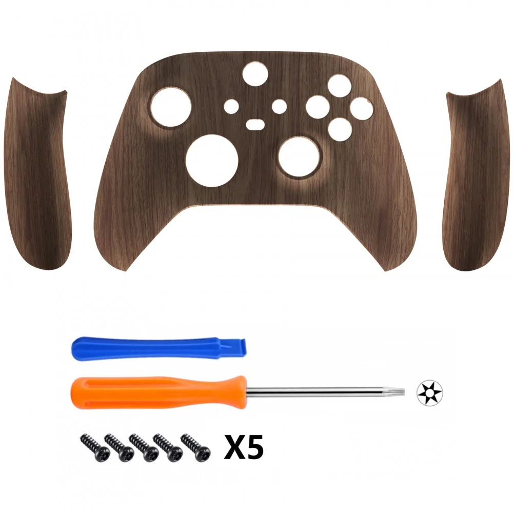 eXtremeRate Replacement Front Housing Shells with Side Rails Panels for Xbox Series X & S Controller - Wood Grain - Image 2