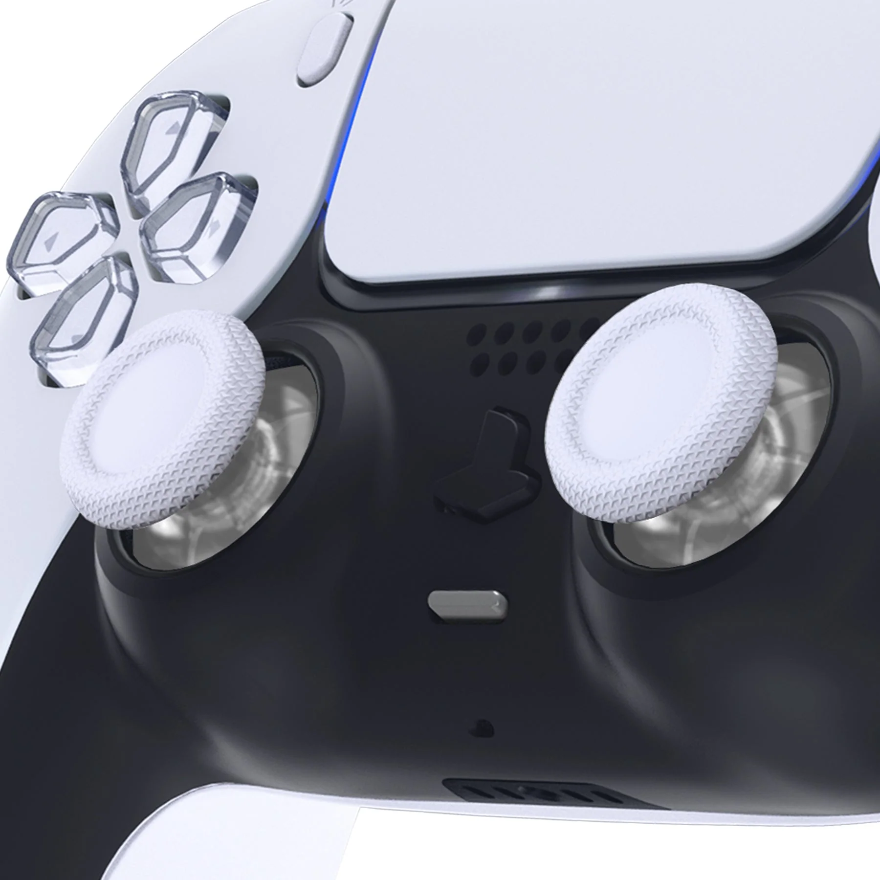 eXtremeRate Replacement Dual-Color Thumbsticks Analog Stick Joystick Compatible with PS5 & PS4 All Model Controller - Solid White & Clear - Image 2