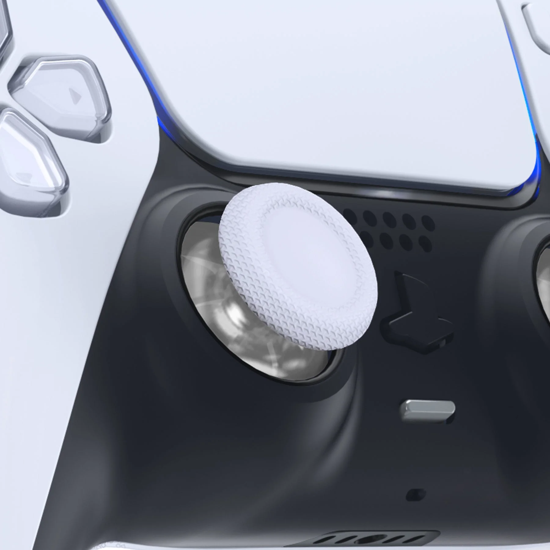 eXtremeRate Replacement Dual-Color Thumbsticks Analog Stick Joystick Compatible with PS5 & PS4 All Model Controller - Solid White & Clear - Image 3