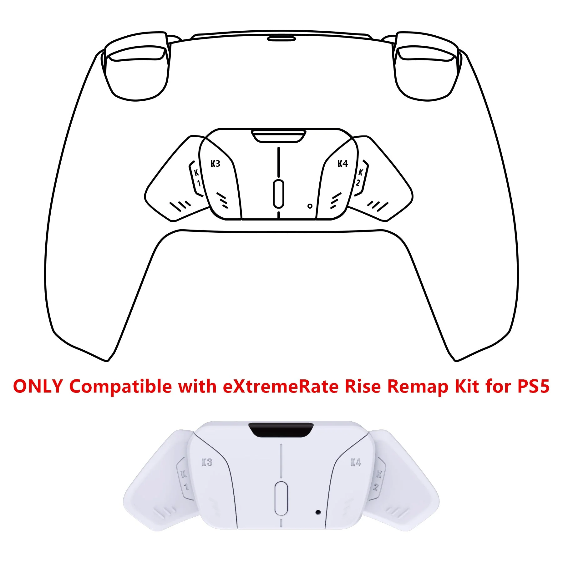eXtremeRate Replacement Redesigned K1 K2 K3 K4 Back Buttons Housing Shell for eXtremeRate RISE4 Remap Kit, Compatible with PS5 Controller - Solid White - Image 3