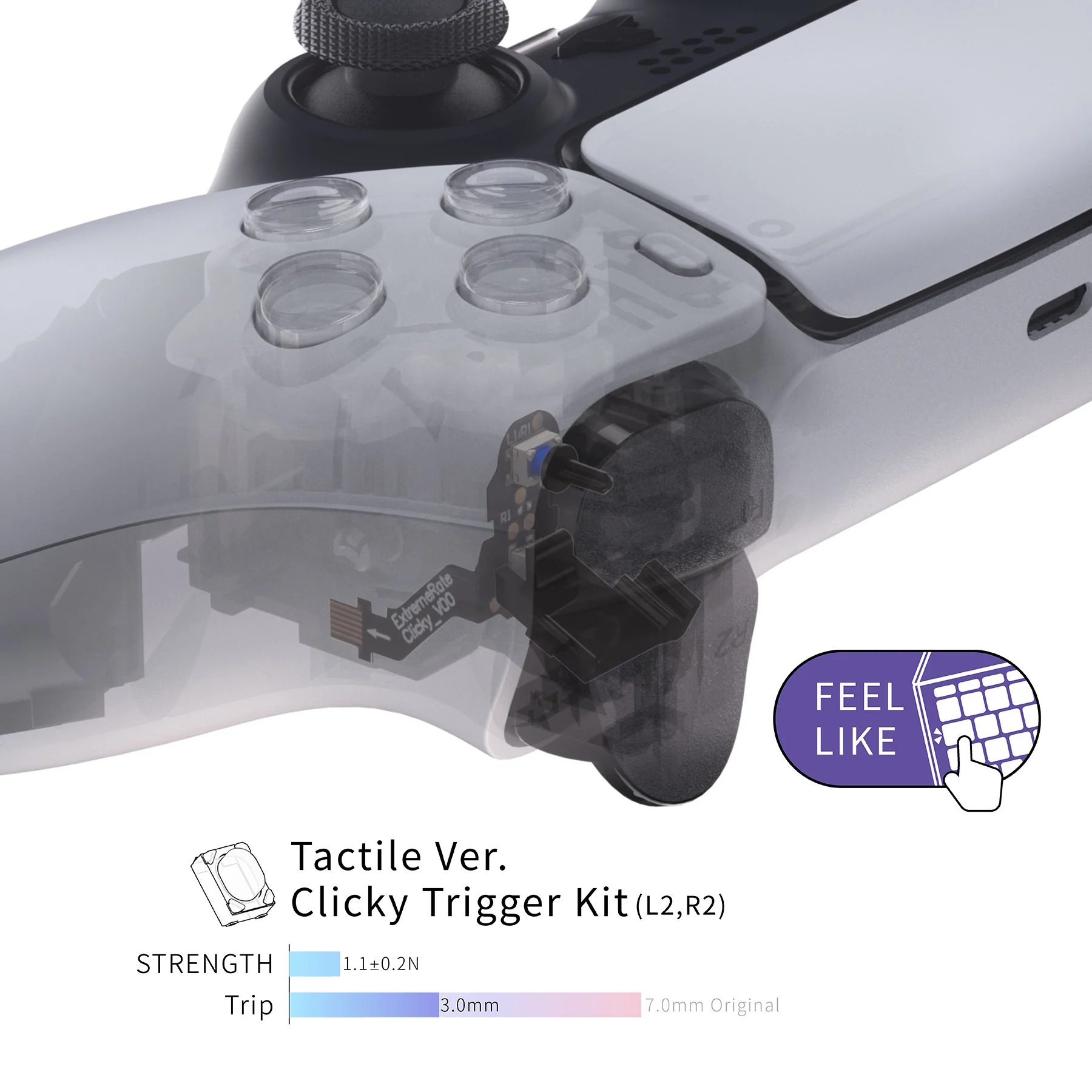 eXtremeRate Tactile Version Clicky Hair Trigger Kit for PS5 Controller Shoulder Buttons, Custom Tactile Bumper Trigger Buttons for PS5 Controller BDM-010 & BDM-020 - Image 6