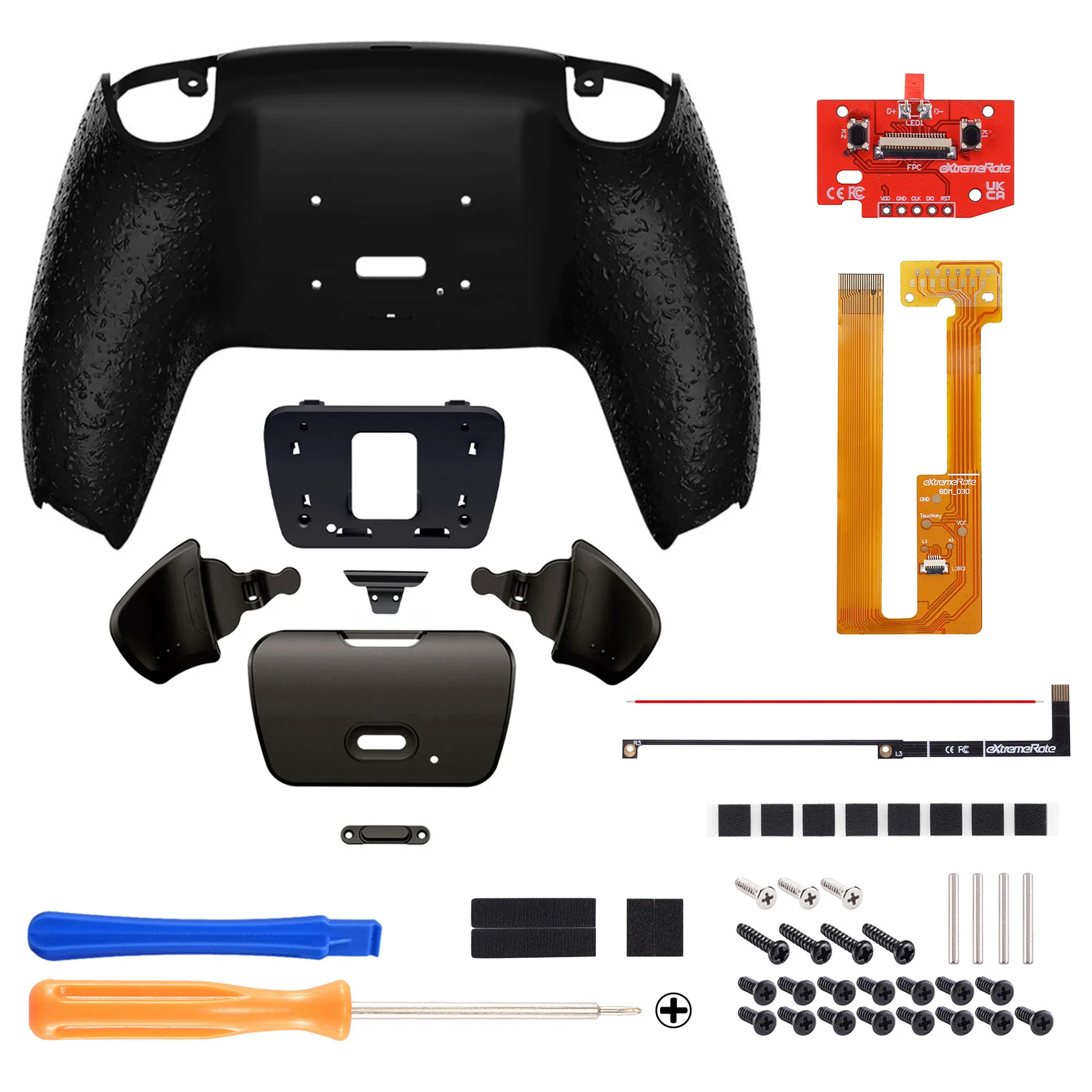 eXtremeRate Black Real Metal Buttons (RMB) Version RISE Remap Kit for PS5 Controller BDM-030/040/050 - Textured Black - Image 3