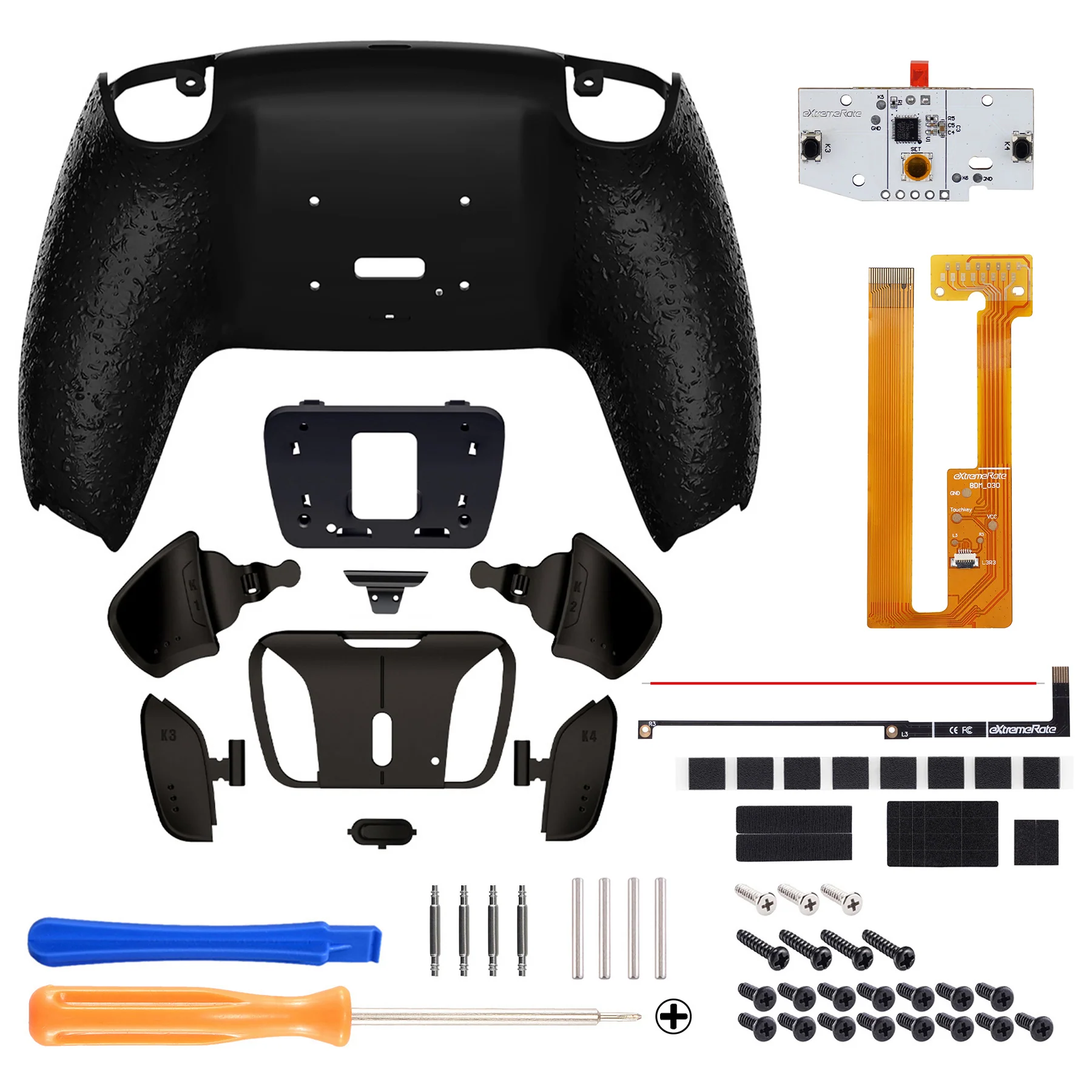 eXtremeRate Black Real Metal Buttons (RMB) Version RISE 4.0 Remap Kit for PS5 Controller BDM-030/040/050 - Textured Black - Image 3