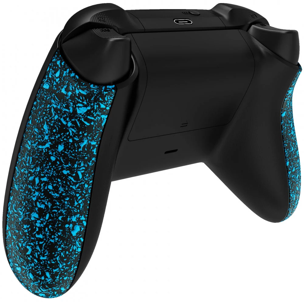 eXtremeRate Replacement Non-Slip Side Rails Grip Back Panels for Xbox Series X & S Controller - Textured Blue - Image 5