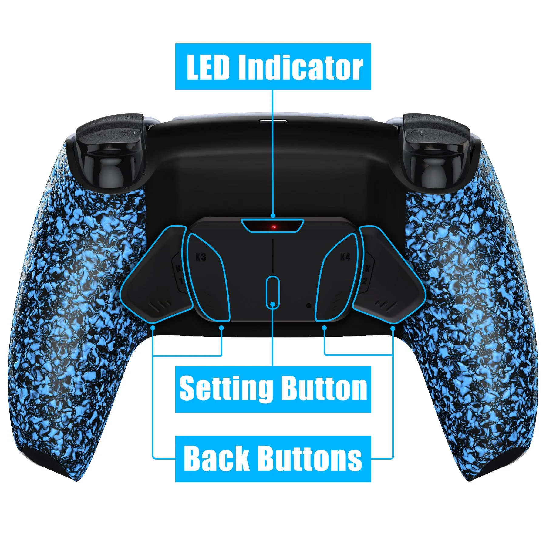 eXtremeRate Remappable RISE4 Remap Kit for PS5 Controller BDM-010/020 - Textured Blue - Image 4