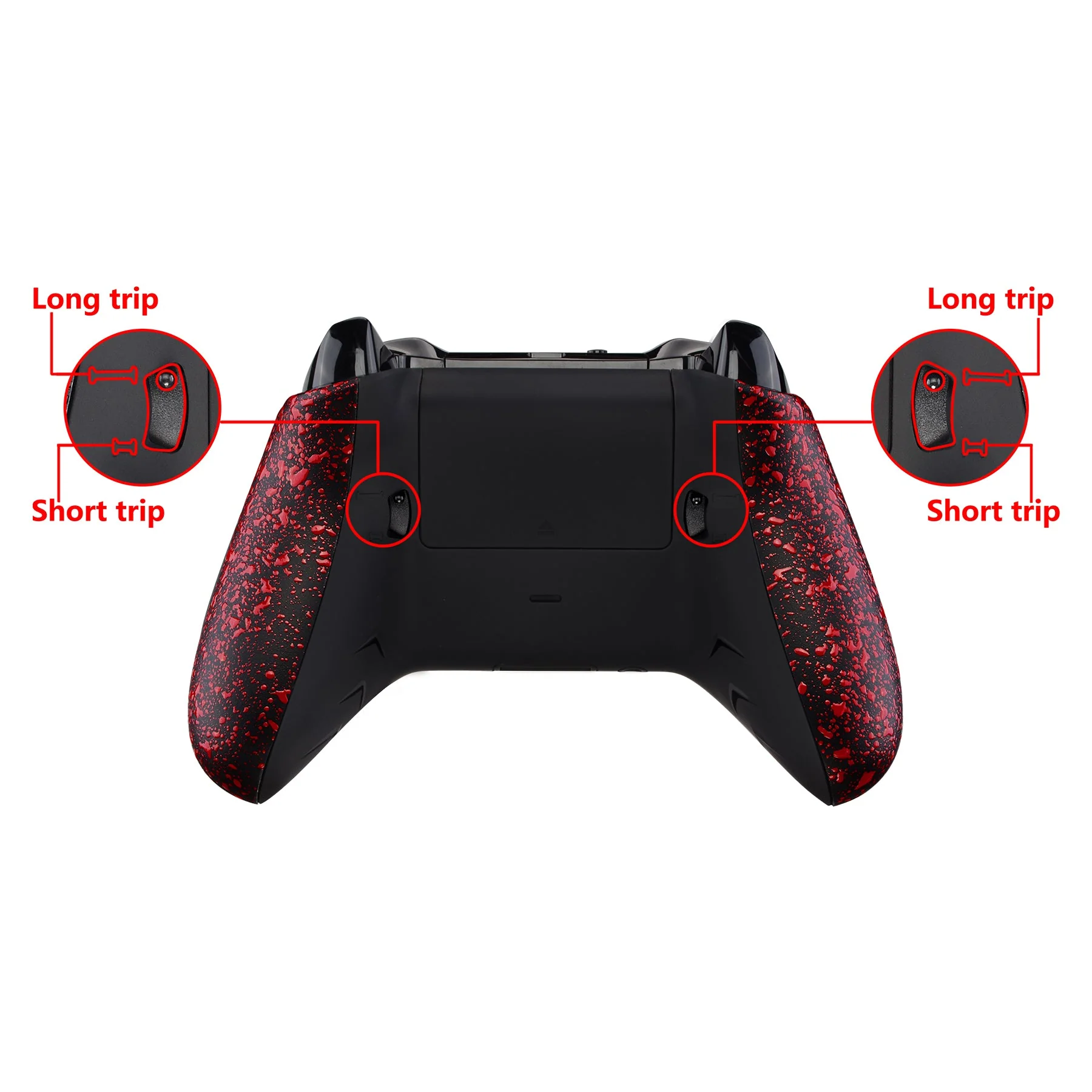 eXtremeRate FlashShot Trigger Stop Bottom Shell Kit for Xbox One X & S Controller - Textured Red - Image 3