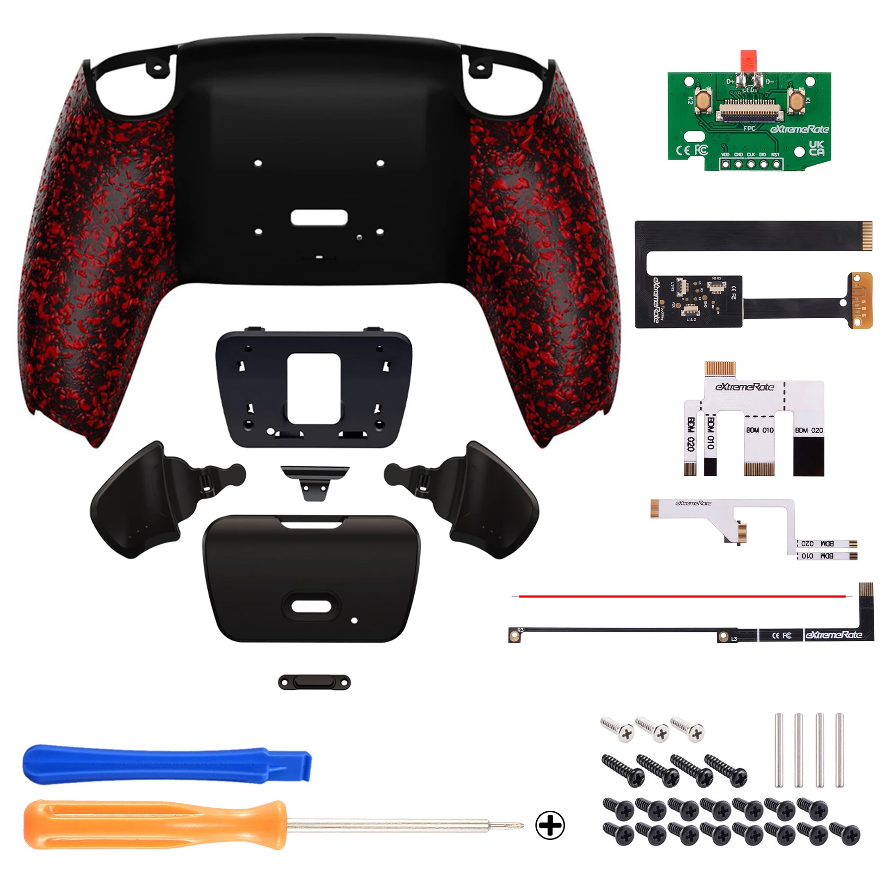 eXtremeRate Remappable Rise 2.0 Remap Kit for PS5 Controller BDM-010 & BDM-020 - Textured Red - Image 2