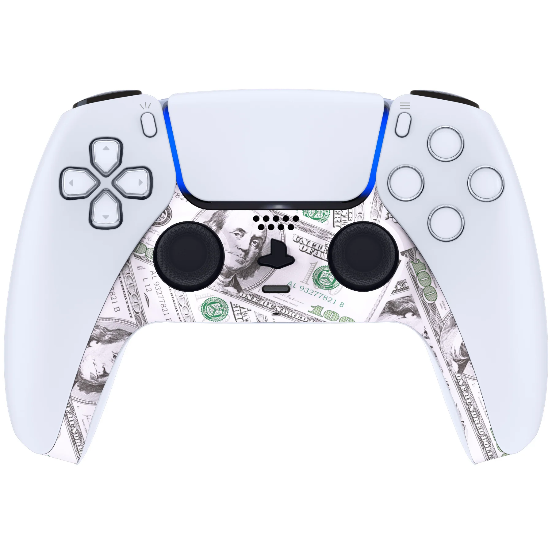 eXtremeRate Replacement Decorative Trim Shell with Accent Rings Compatible with PS5 Controller BDM-010/020/030/040/050 - The $100 Cash Money - Image 2