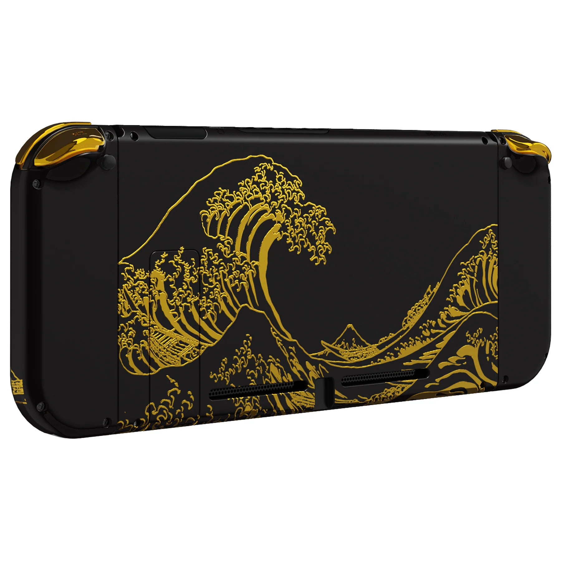 eXtremeRate Replacement Full Set Shells with Buttons for Nintendo Switch - The Great GOLDEN Wave Off Kanagawa - Black - Image 6