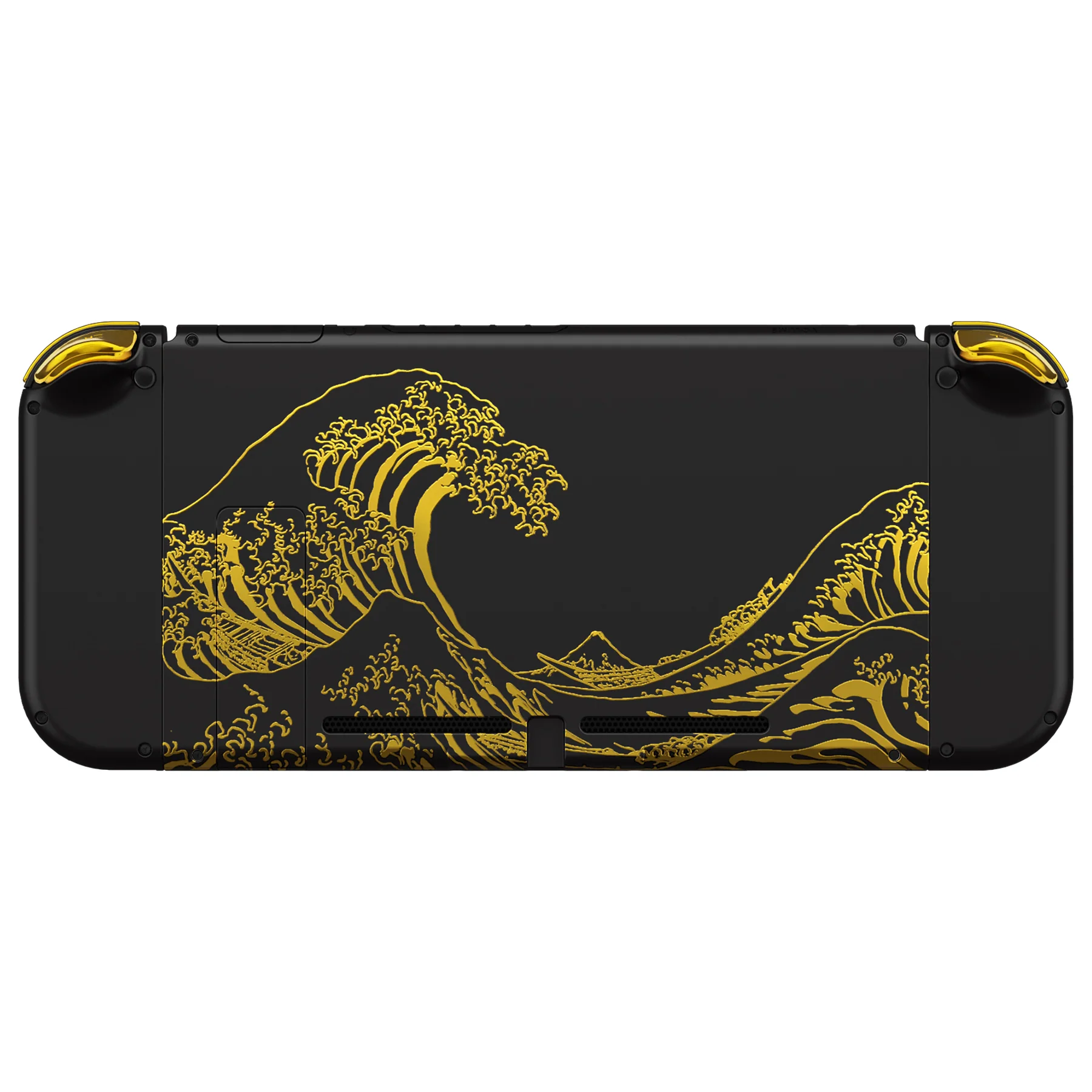 eXtremeRate Replacement Full Set Shells with Buttons for Nintendo Switch - The Great GOLDEN Wave Off Kanagawa - Black - Image 7