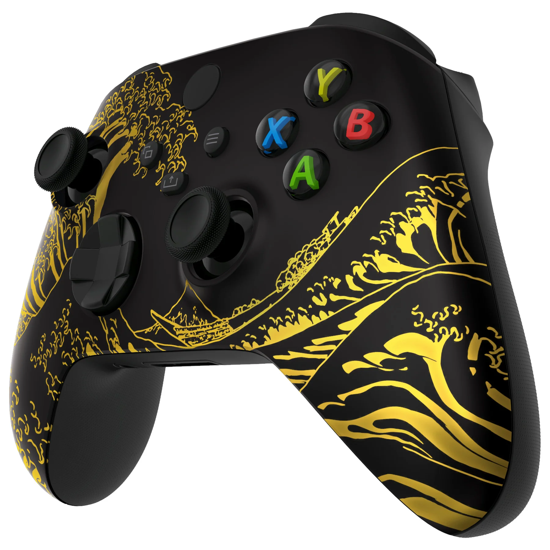 eXtremeRate Replacement Front Housing Shell for Xbox Series X & S Controller - The Great GOLDEN Wave Off Kanagawa - Black - Image 4