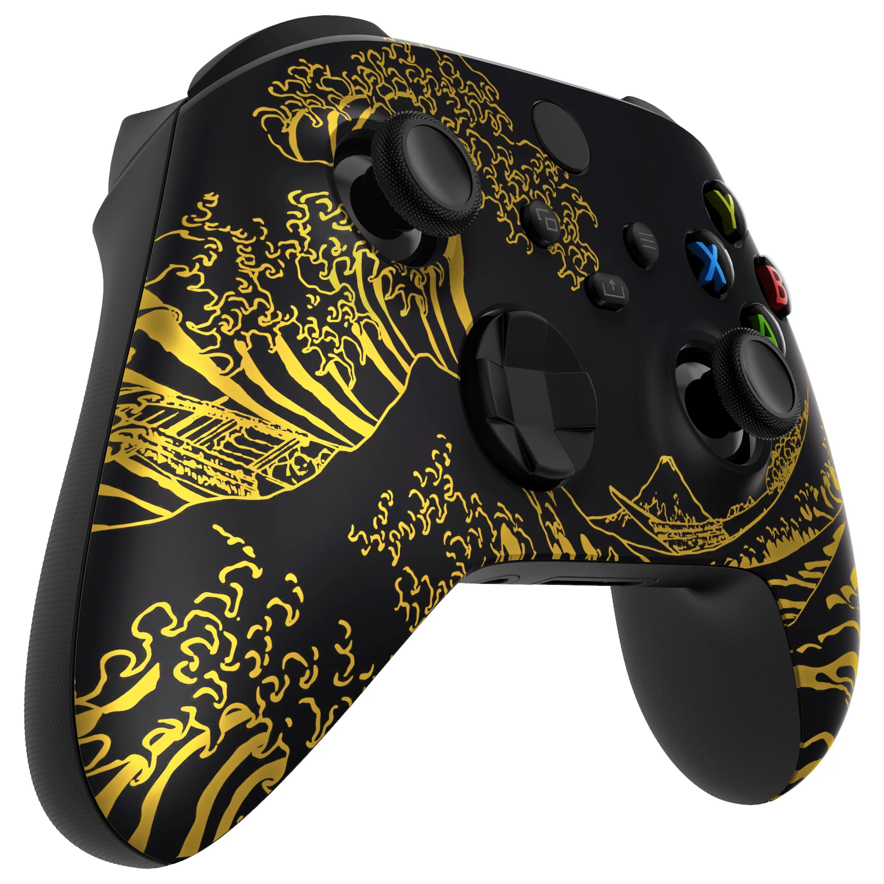 eXtremeRate Replacement Front Housing Shell for Xbox Series X & S Controller - The Great GOLDEN Wave Off Kanagawa - Black - Image 5
