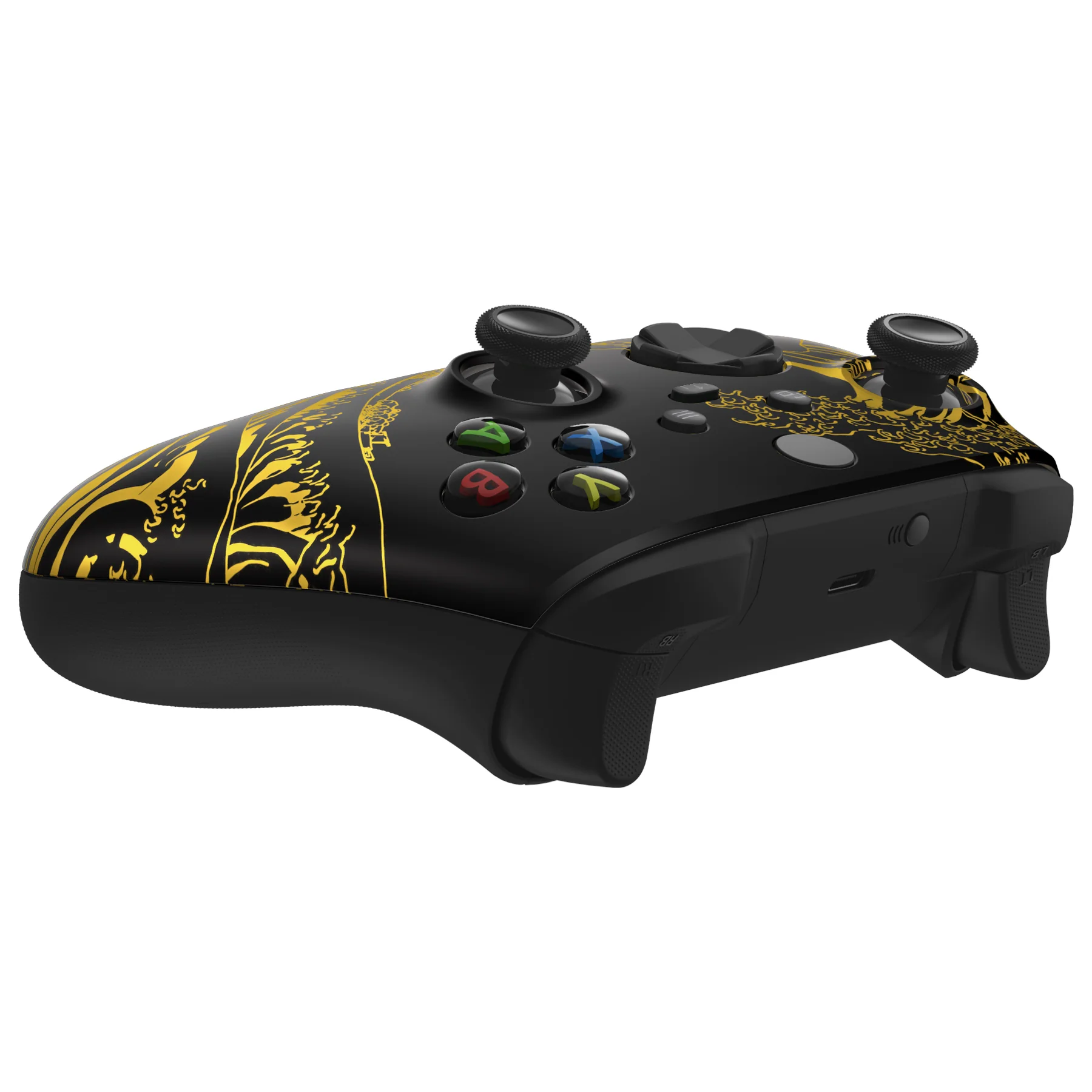 eXtremeRate Replacement Front Housing Shell for Xbox Series X & S Controller - The Great GOLDEN Wave Off Kanagawa - Black - Image 6