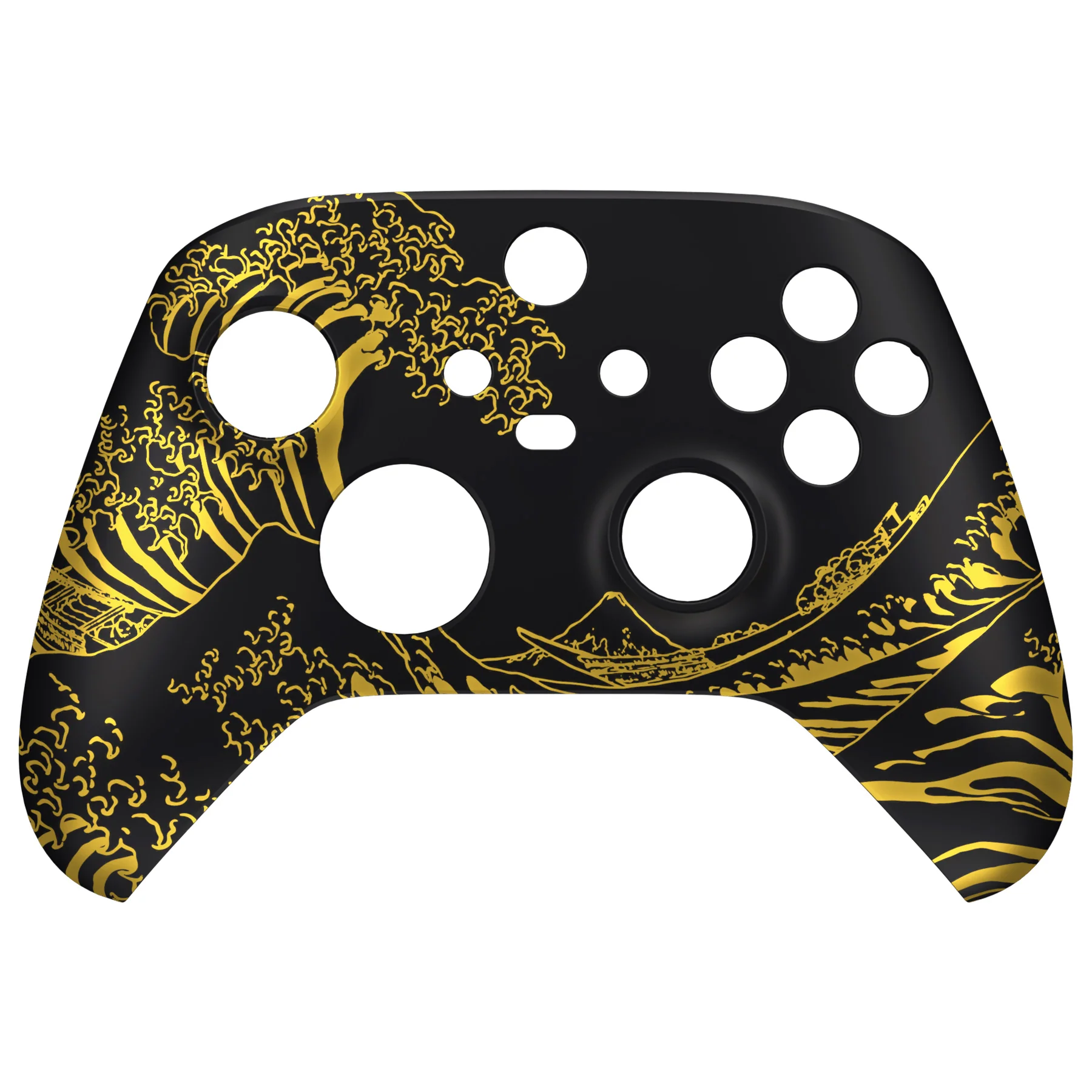 eXtremeRate Replacement Front Housing Shell for Xbox Series X & S Controller - The Great GOLDEN Wave Off Kanagawa - Black - Image 7