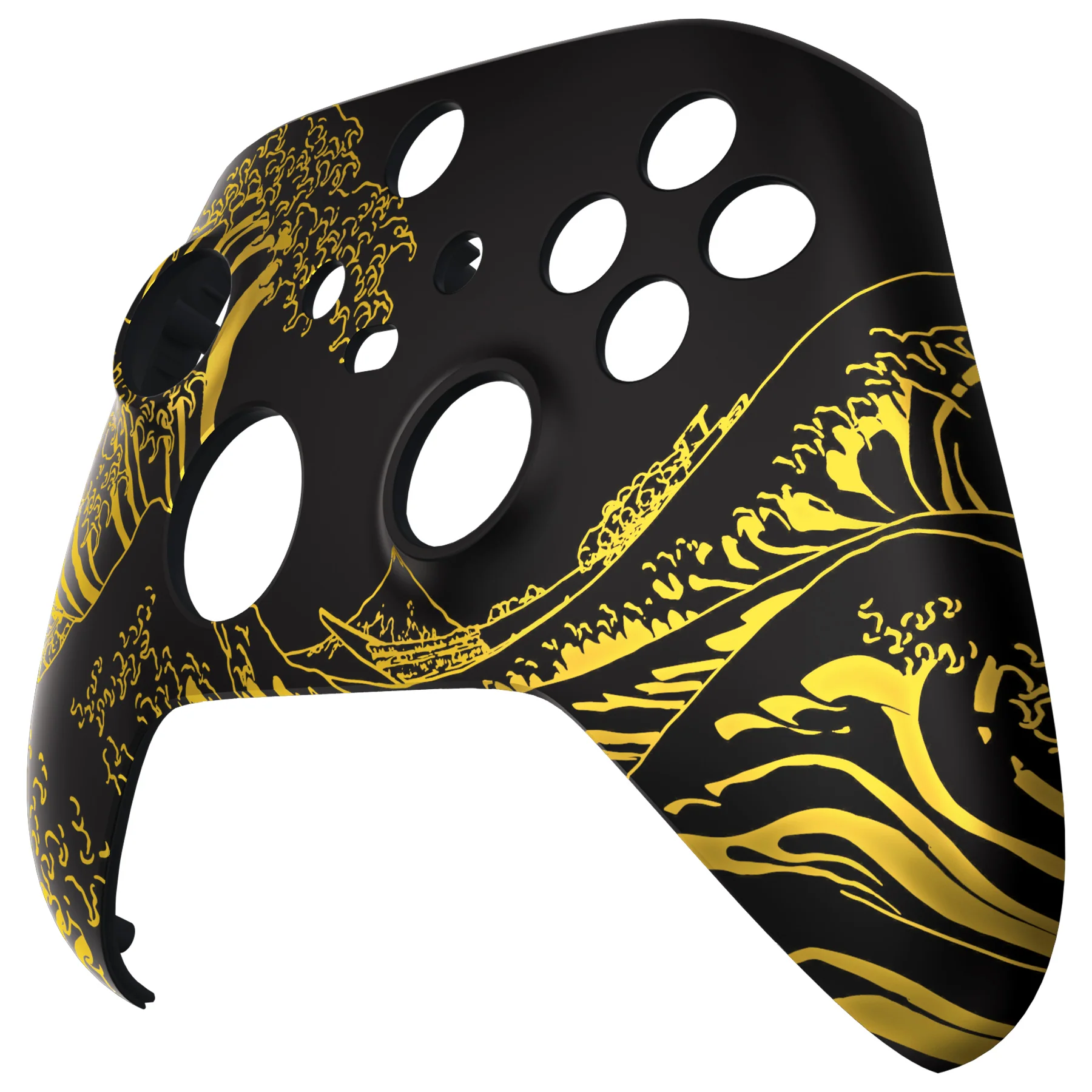 eXtremeRate Replacement Front Housing Shell for Xbox Series X & S Controller - The Great GOLDEN Wave Off Kanagawa - Black - Image 8