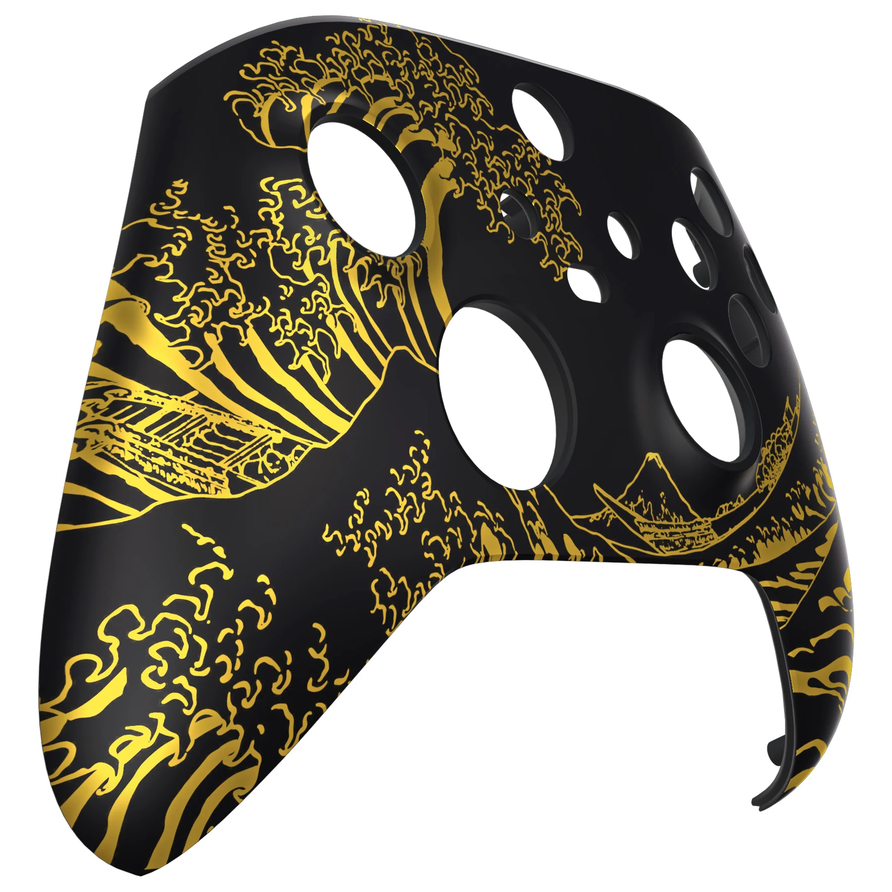 eXtremeRate Replacement Front Housing Shell for Xbox Series X & S Controller - The Great GOLDEN Wave Off Kanagawa - Black - Image 9
